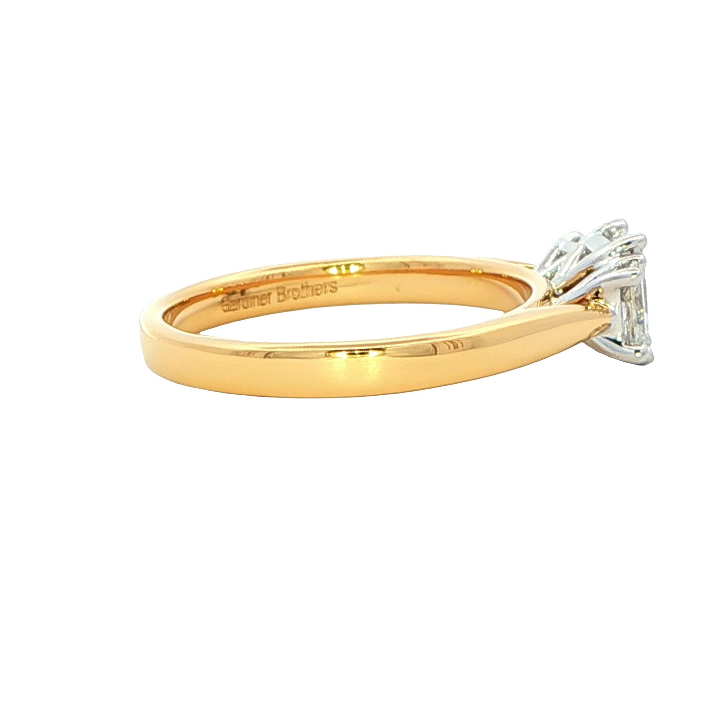 Yellow Gold Radiant Cut Diamond 3 Stone Ring - 0.90cts Gardiner Brothers
