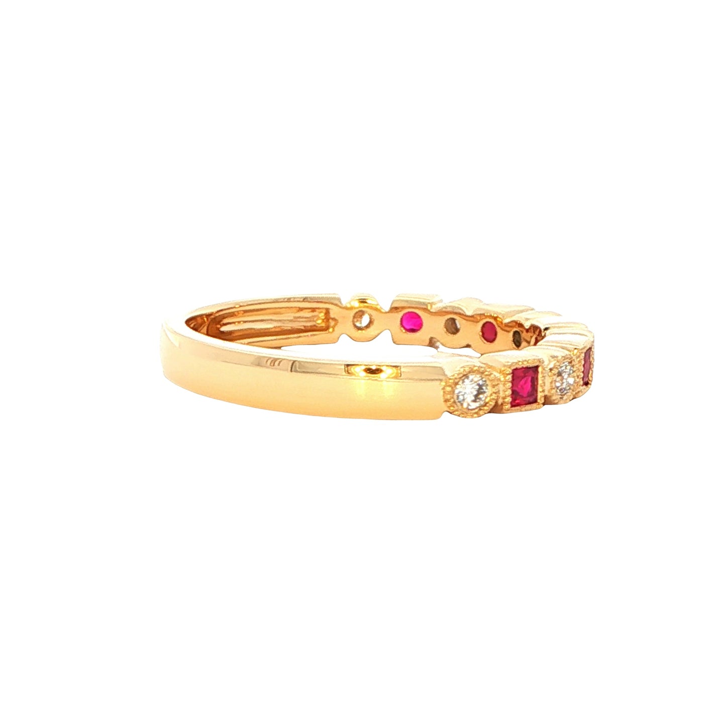Square Ruby and Diamond Vintage Style Eternity Ring Gardiner Brothers