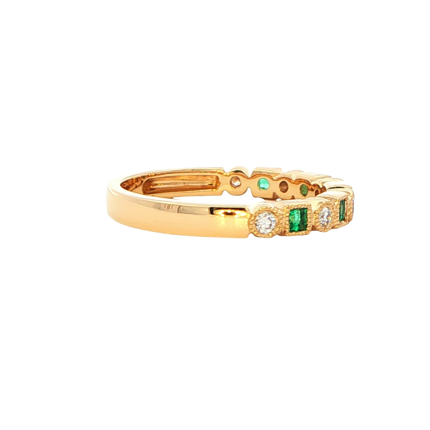 Square Emerald and Diamond Vintage Style Eternity Ring Gardiner Brothers