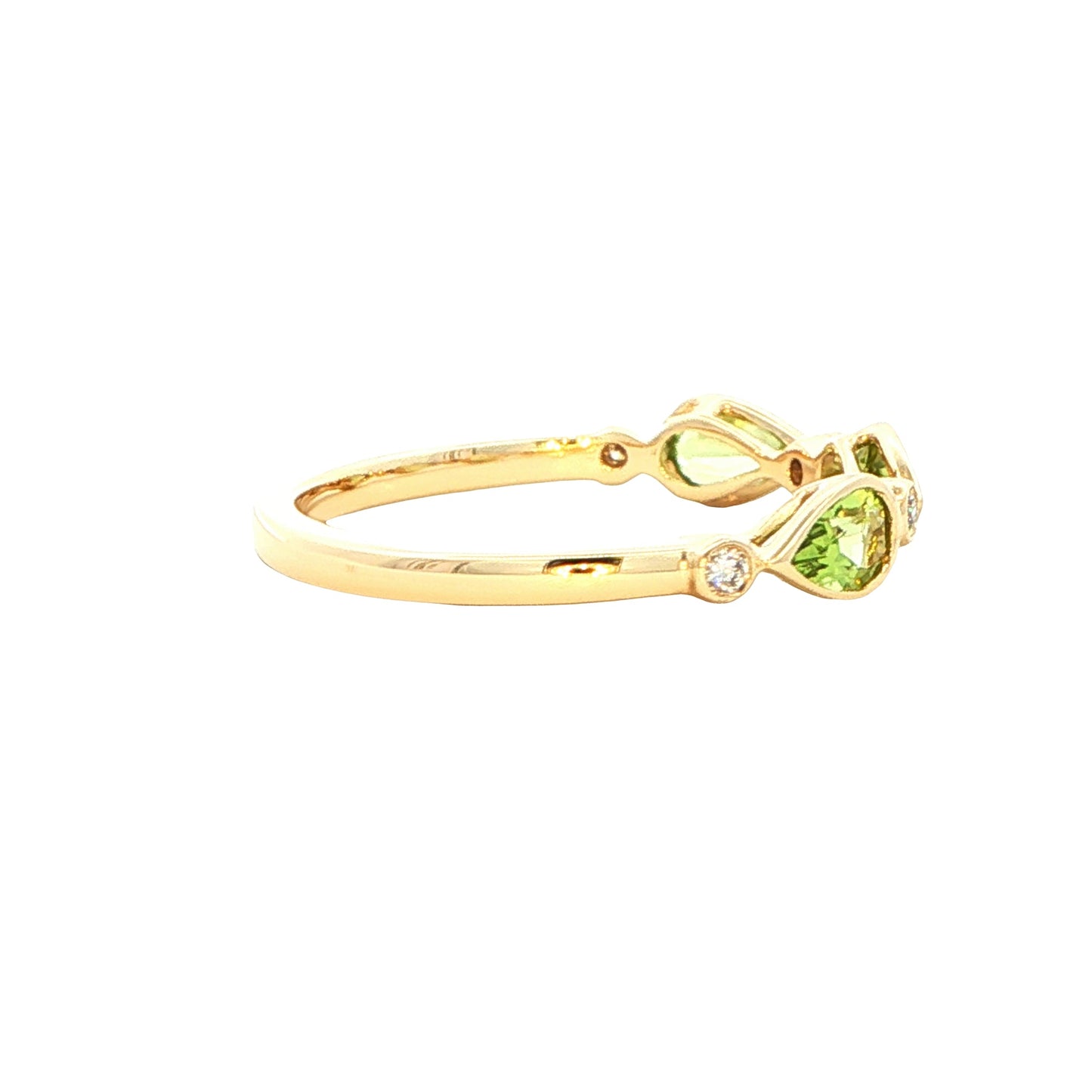 Pear Shaped Peridot and round brilliant cut diamond dress ring Gardiner Brothers