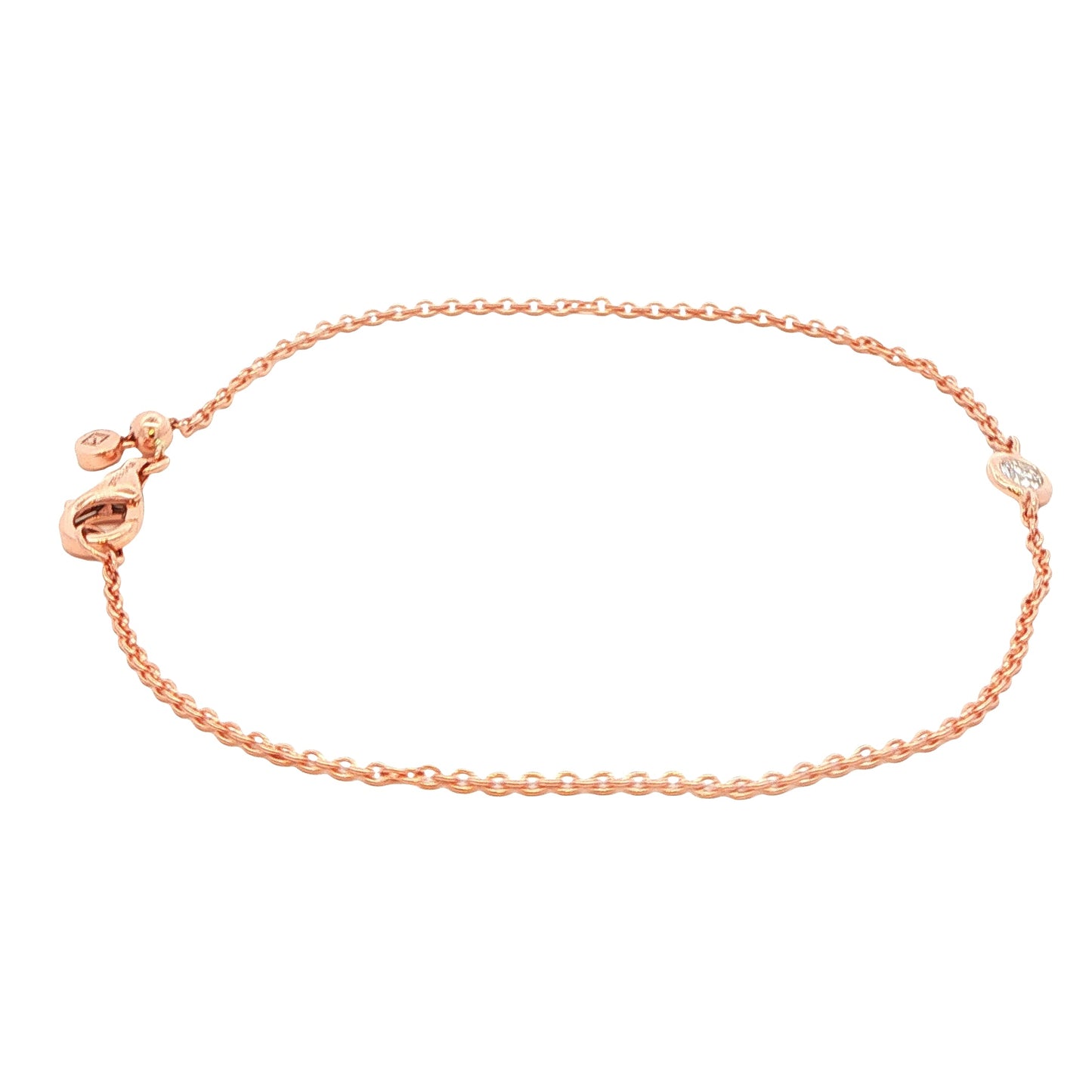 Rose Gold single round brilliant cut diamond bracelet