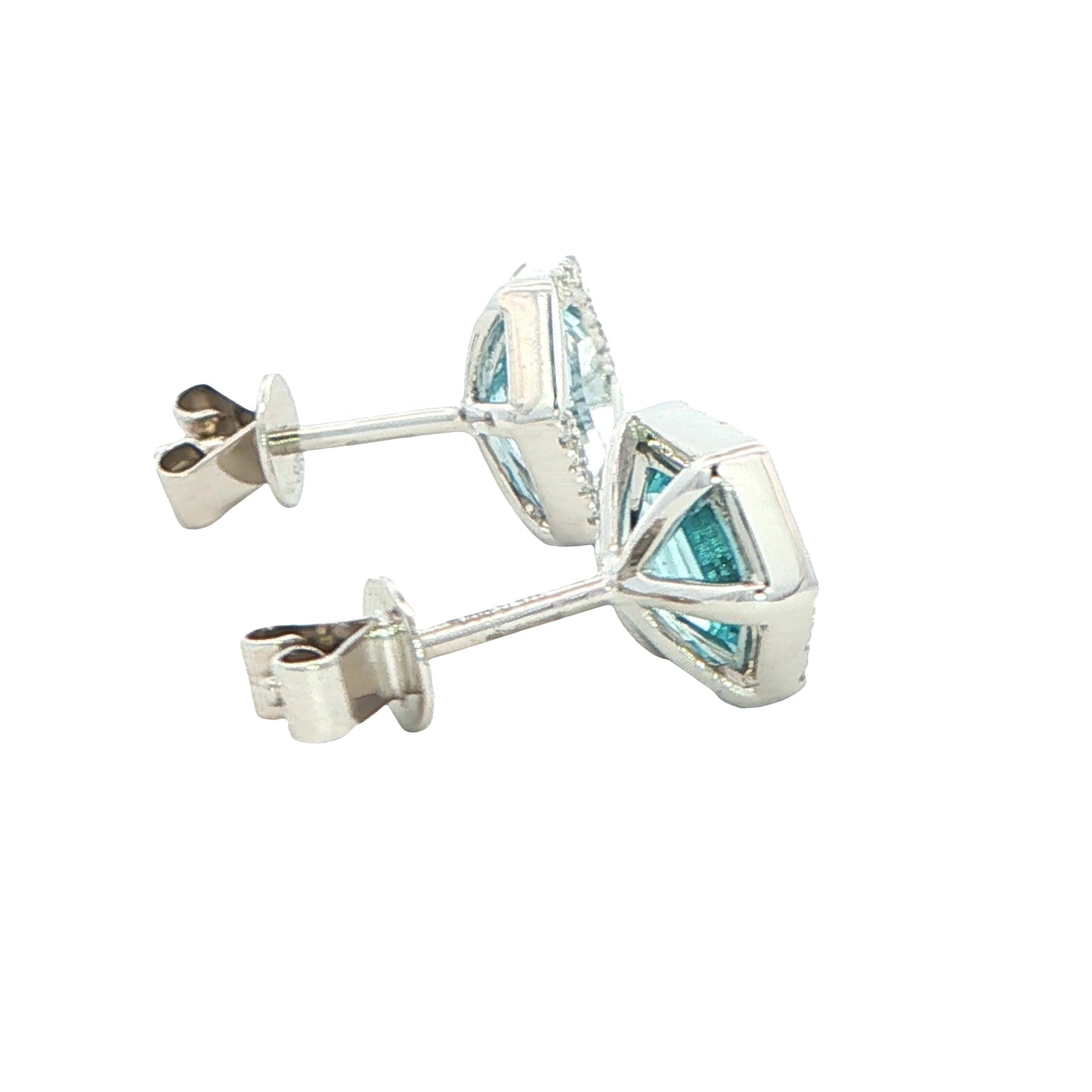 Hexagonal Aquamarine and diamond earrings