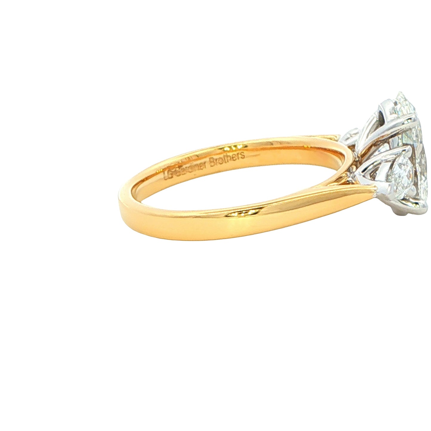 Lab Grown oval and pear shaped diamond 3 stone ring - 2.42cts Gardiner Brothers