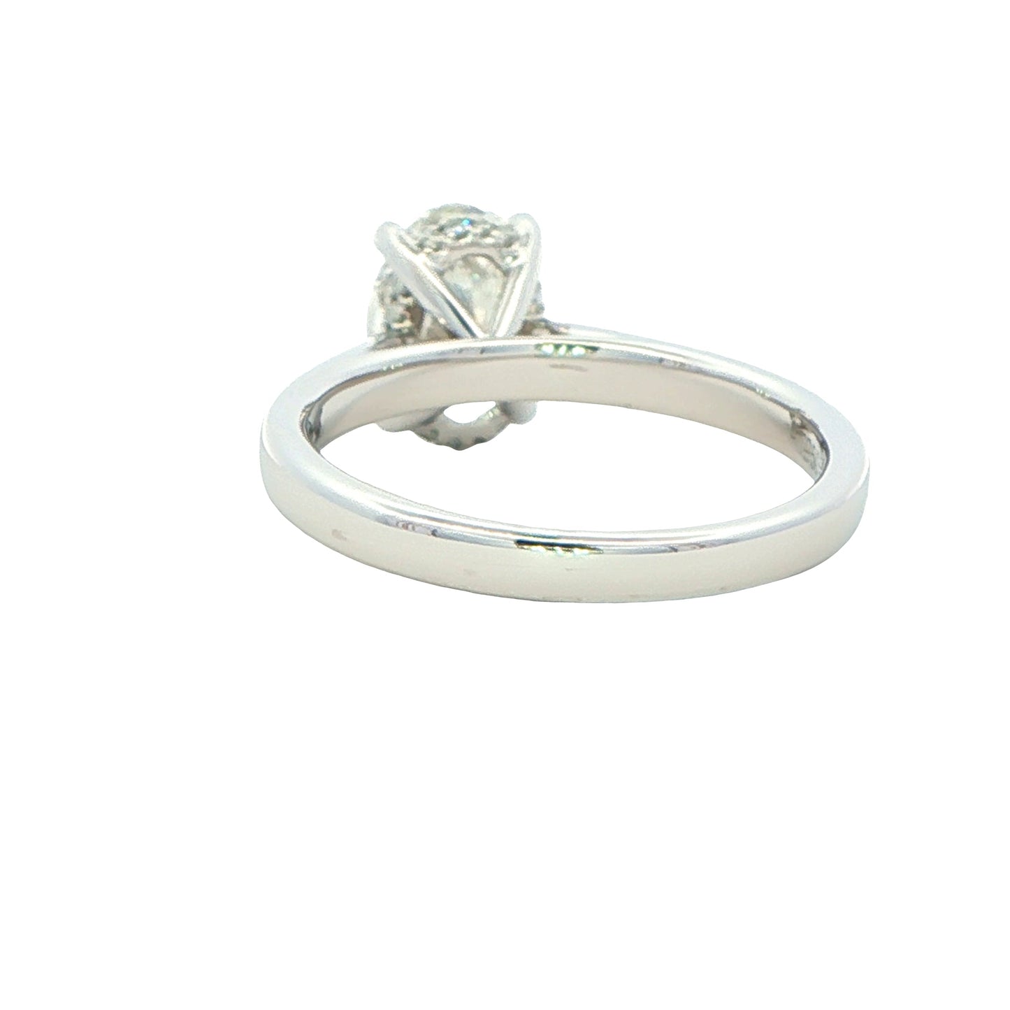 Lab Grown oval shaped diamond solitaire ring with a hidden halo - 1.58cts