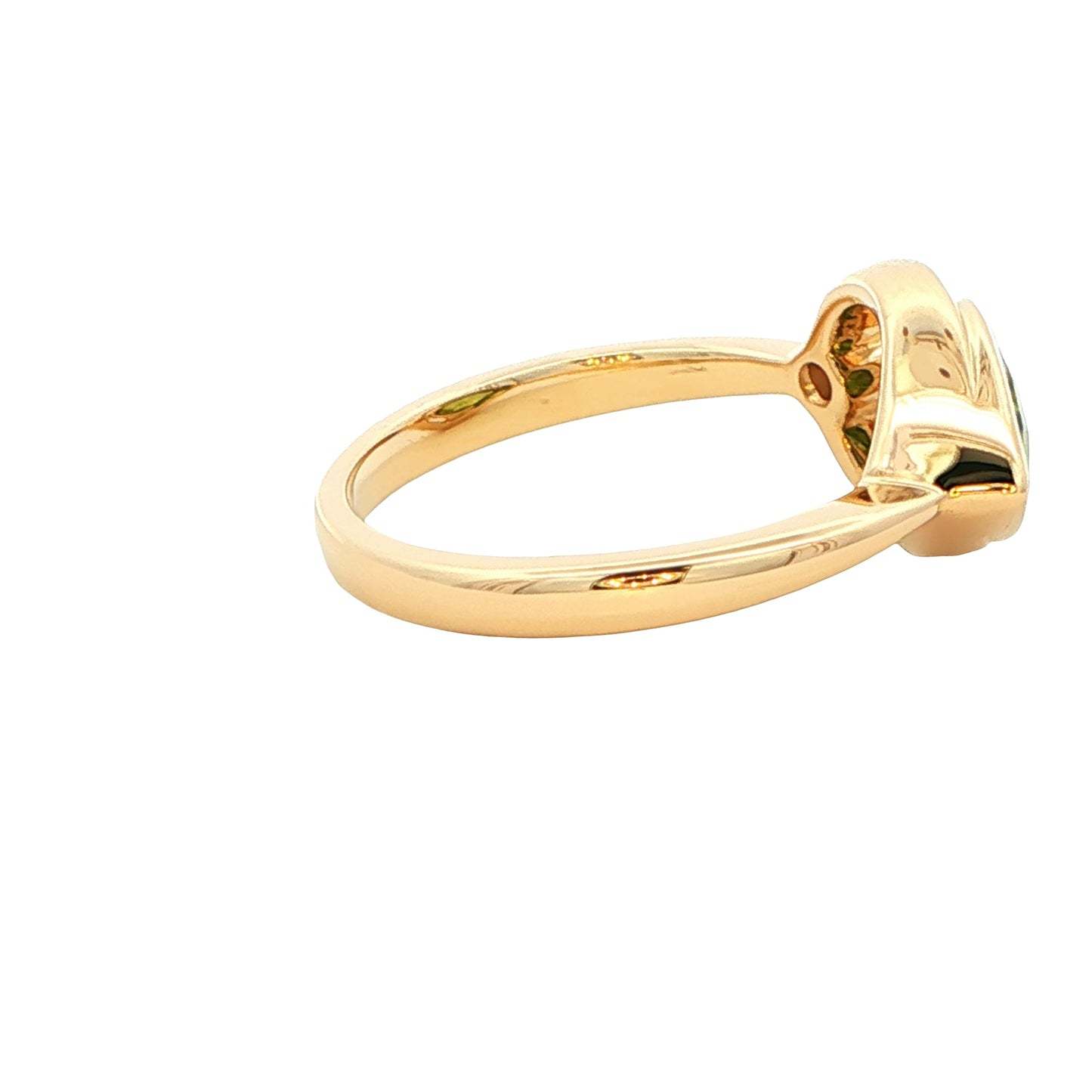 Pear shaped Peridot and round brilliant cut diamond dress ring Gardiner Brothers