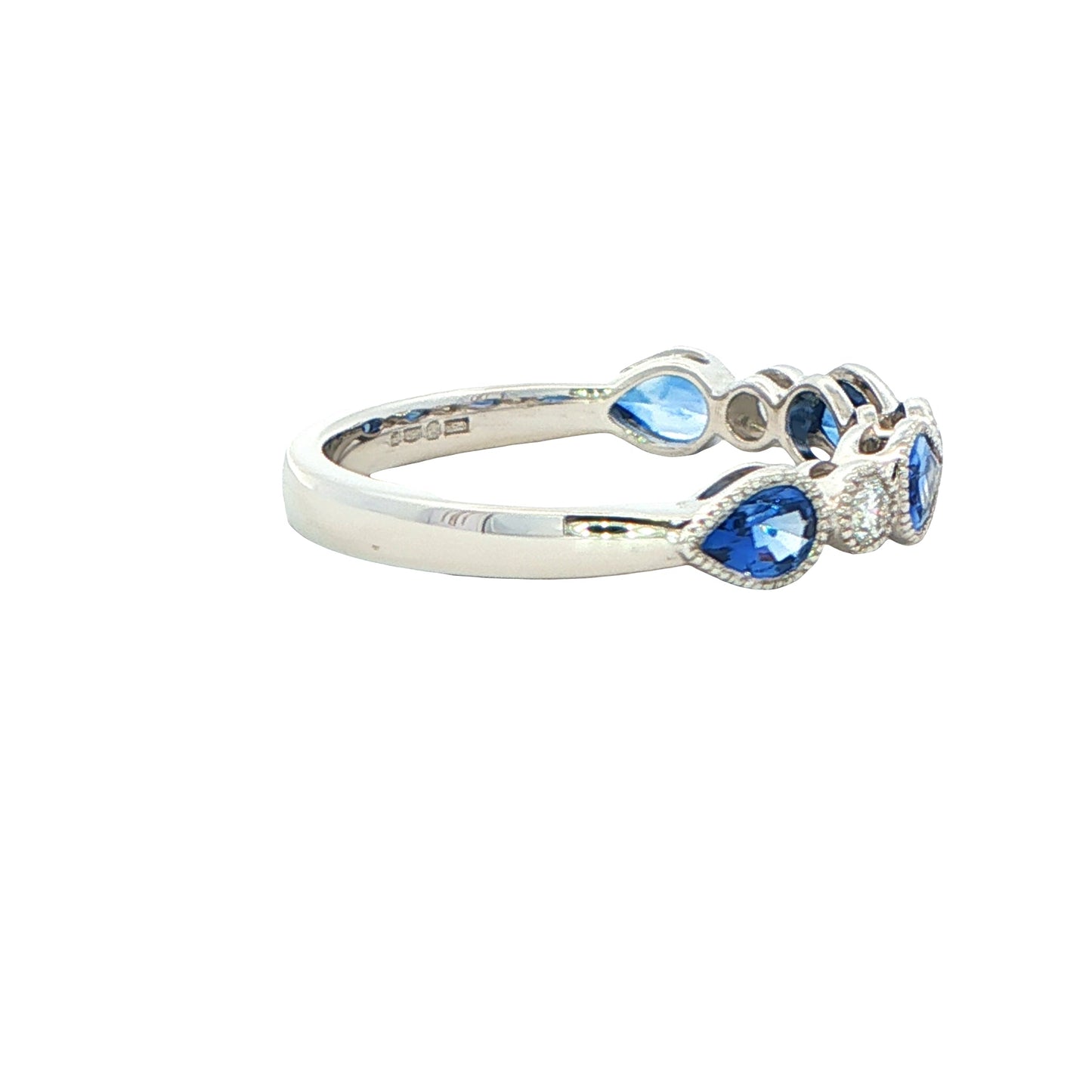 Pear Sapphire and Diamond Vintage Style Eternity Ring Gardiner Brothers
