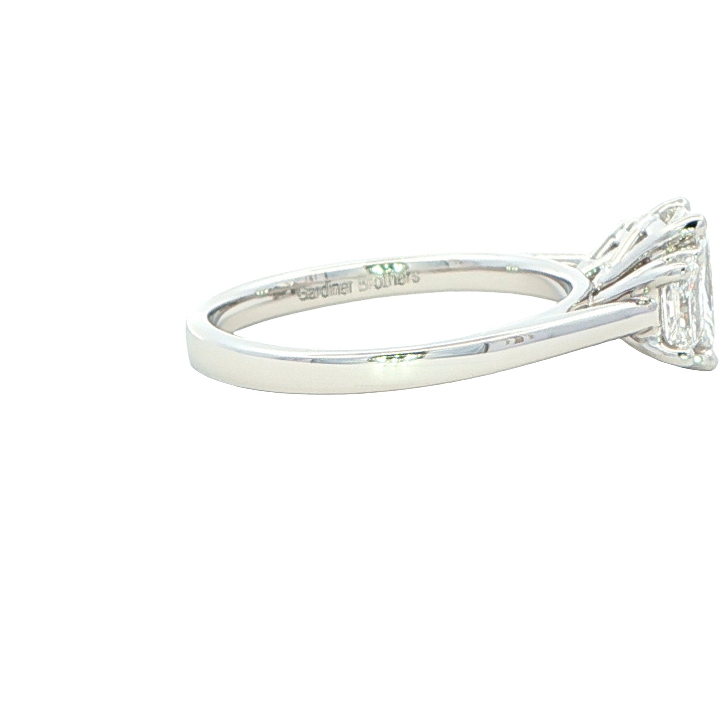 Platinum Radiant cut diamond 3 stone ring - 1.65cts Gardiner Brothers