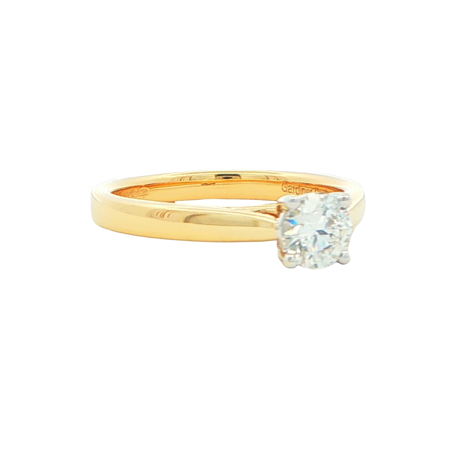 Yellow Gold Round Brilliant cut diamond solitaire ring - 0.50cts Gardiner Brothers