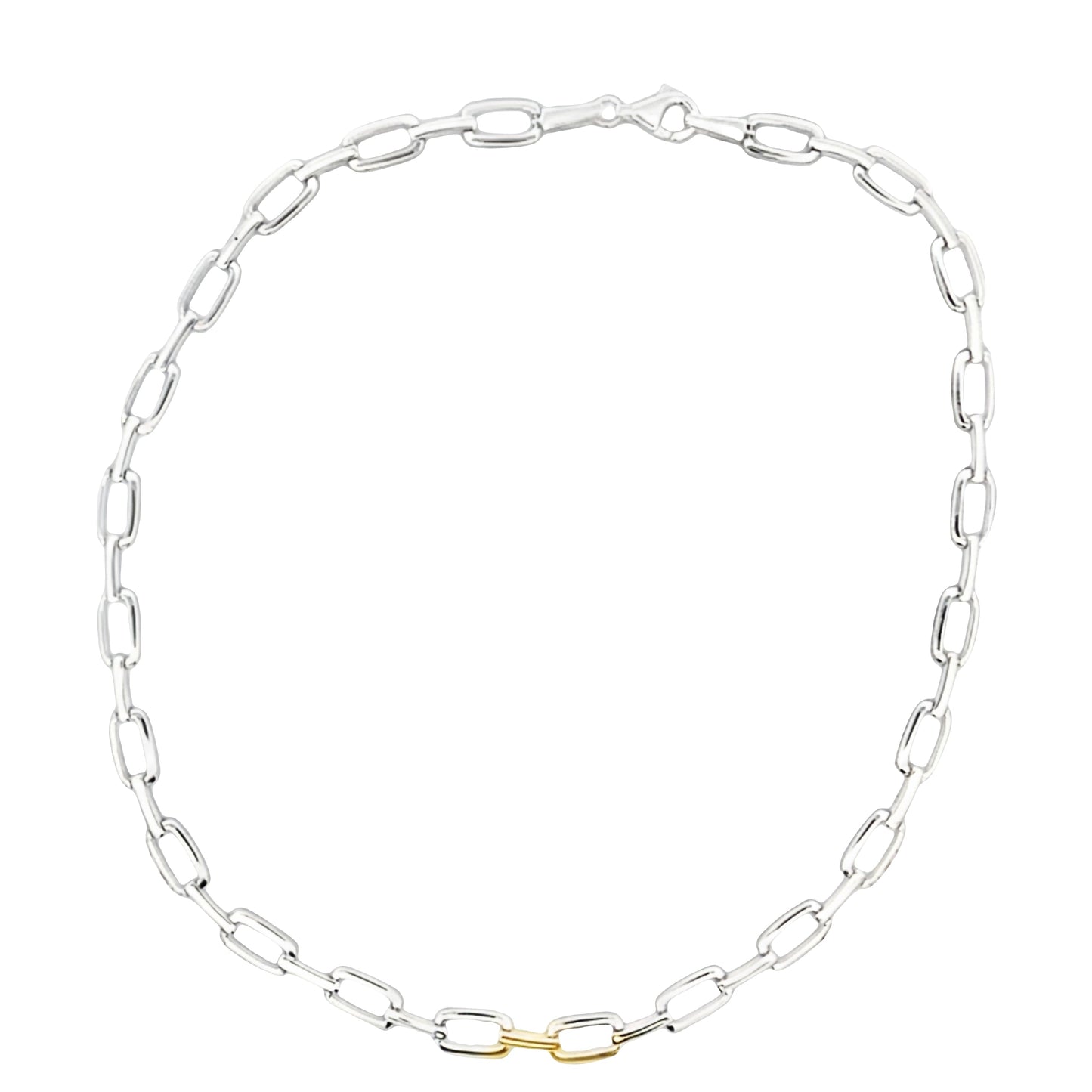 Silver Open Rectangle Bar Link Necklace Gardiner Brothers