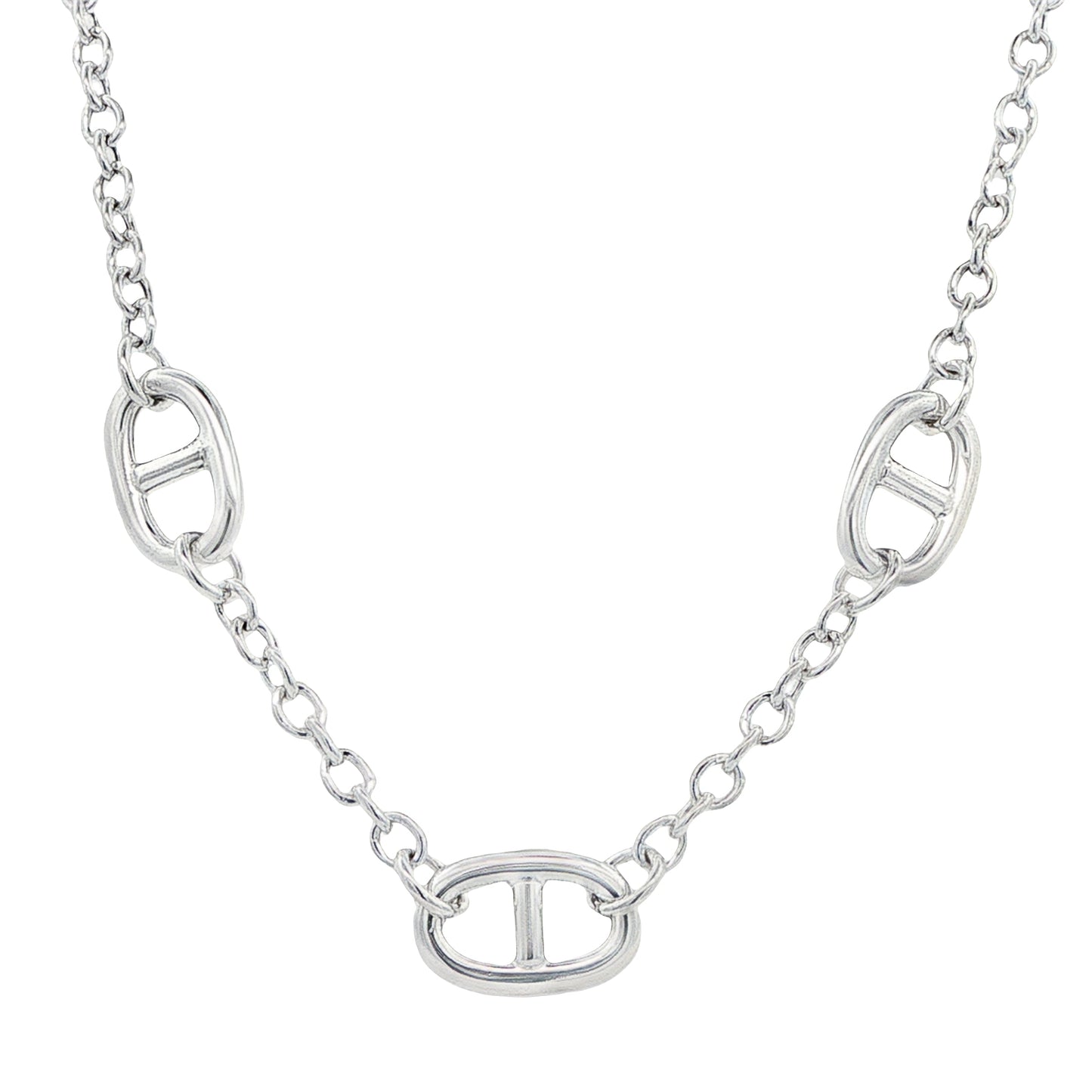 Silver Marine Station Link Necklace Gardiner Brothers