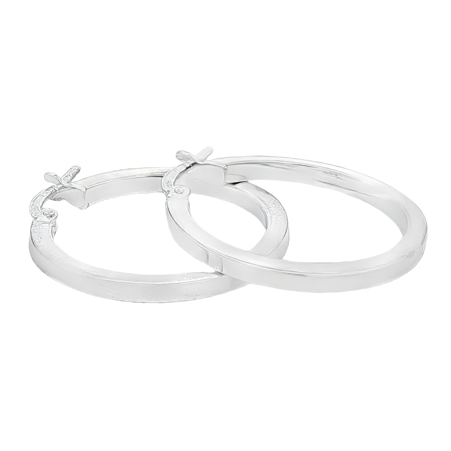 Silver Square profile Hoop Earrings Gardiner Brothers