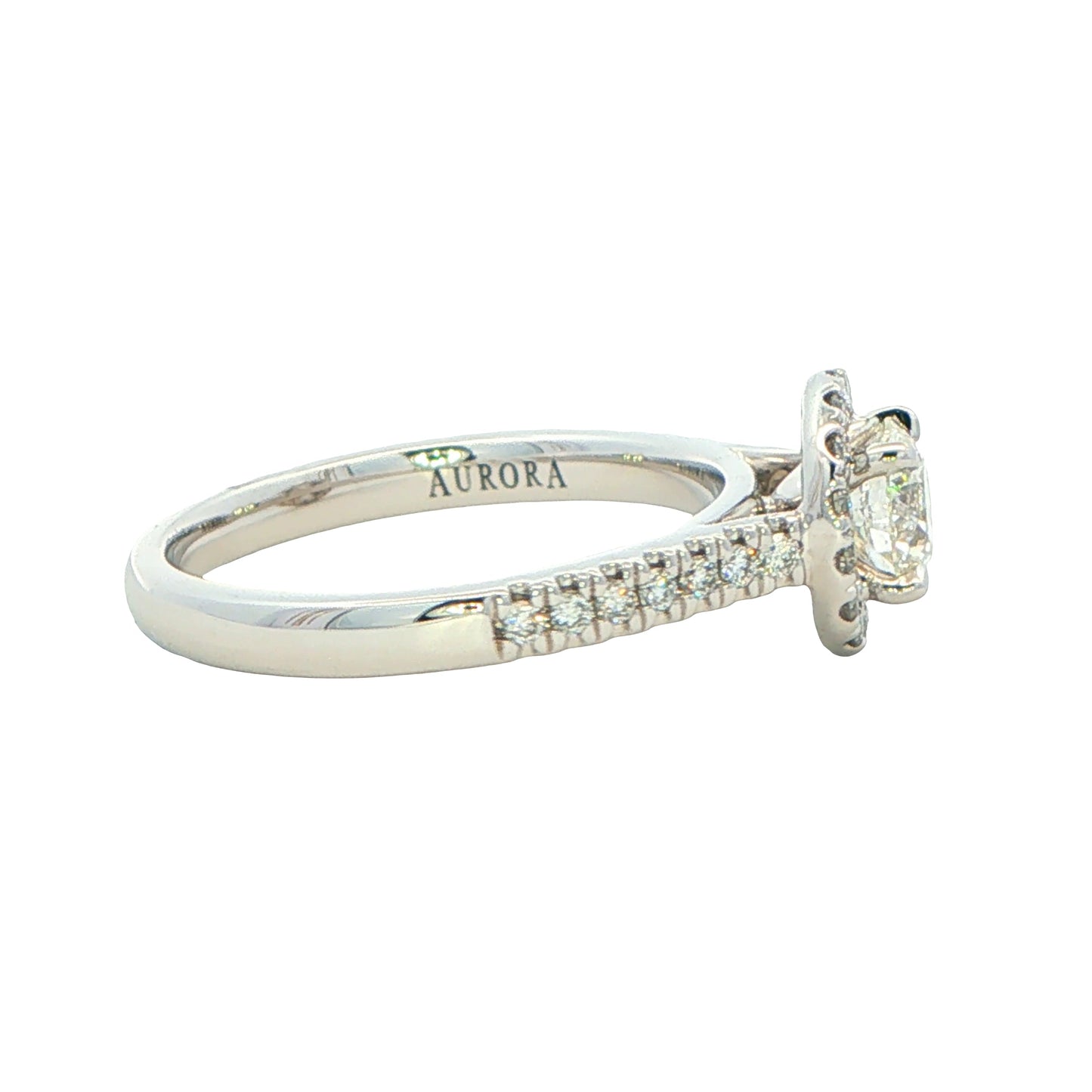Platinum Aurora Cut Diamond Halo Ring - 0.91cts Gardiner Brothers