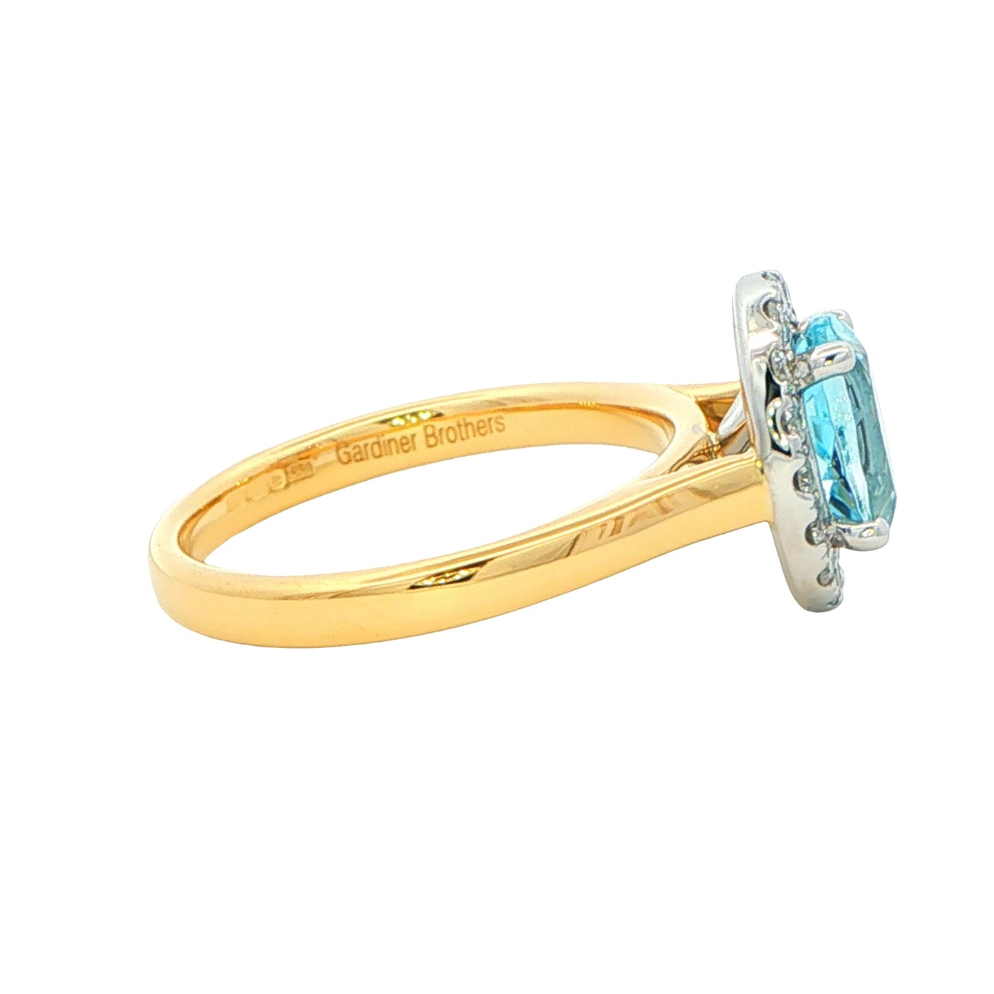 Aquamarine and Diamond Halo Style Ring Gardiner Brothers