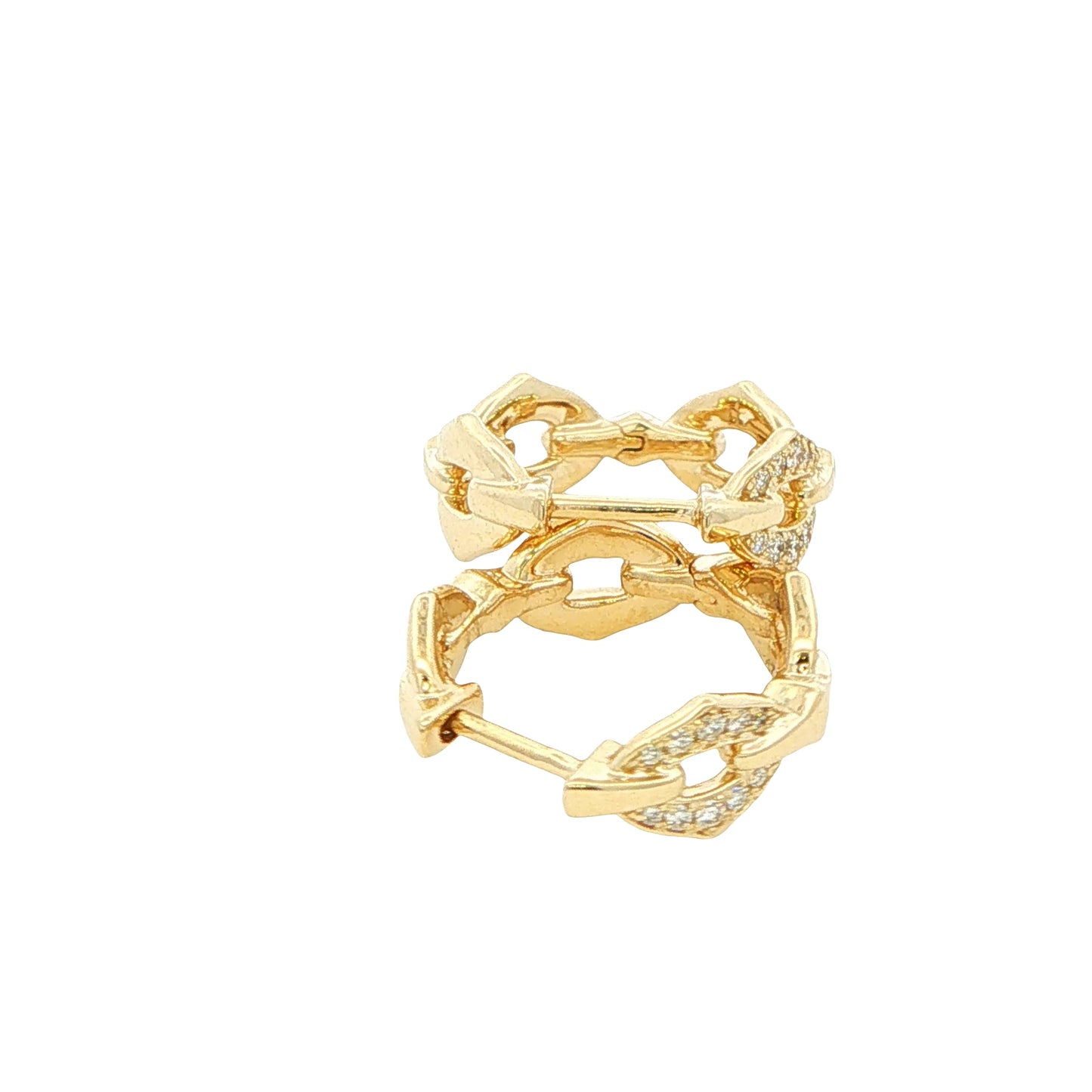Yellow Gold Fancy Style Diamond Set Hoop Earrings Gardiner Brothers