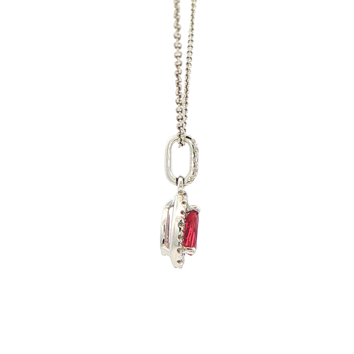 Pear Shaped Ruby and Diamond Halo Style Pendant Gardiner Brothers
