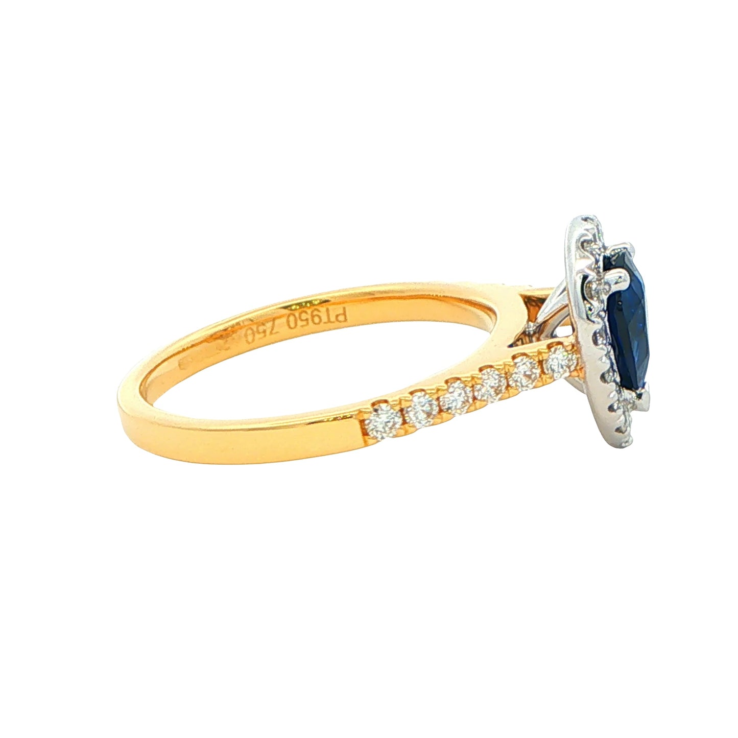 Pear Shaped Sapphire and Diamond Halo Style Ring
