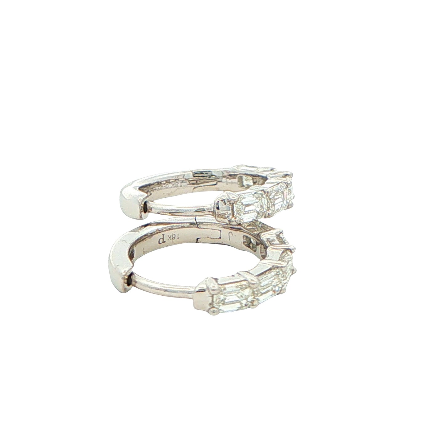 Emerald Cut Diamond Hoop Earrings - 0.93cts Gardiner Brothers