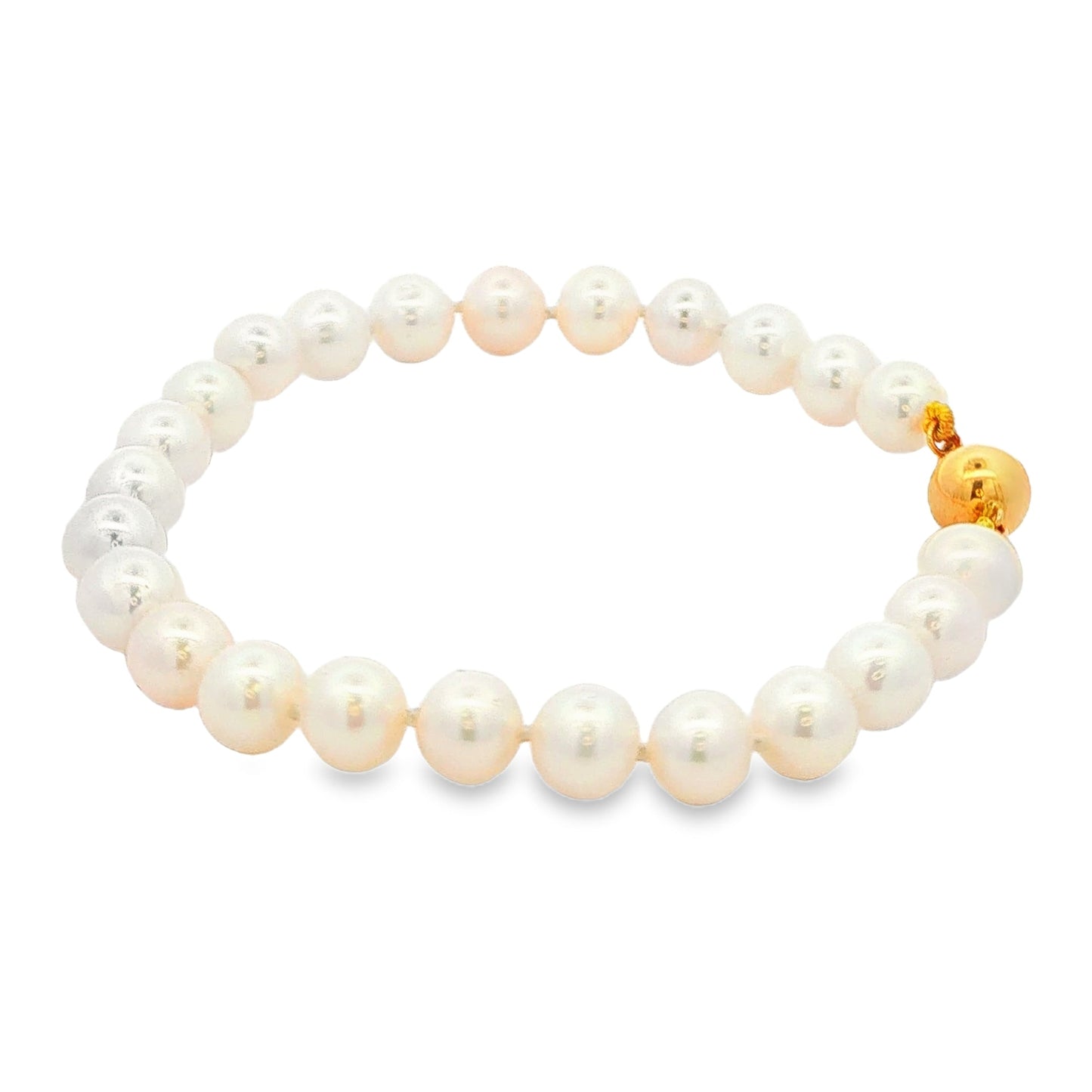 Yellow Gold Akoya String of Pearl Bracelet : 6-6.5mm Gardiner Brothers