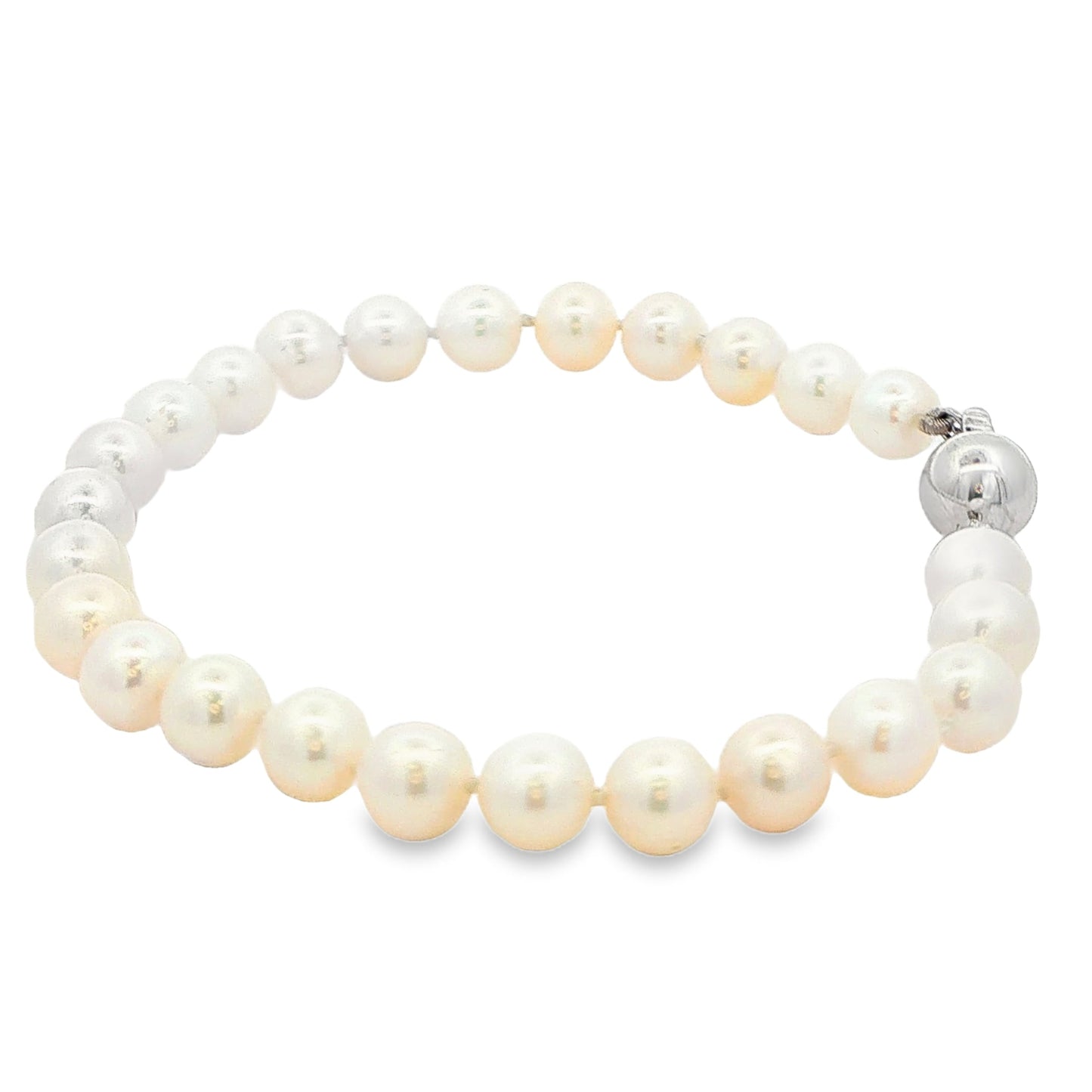 White Gold Akoya String of Pearl Bracelet : 6-6.5mm