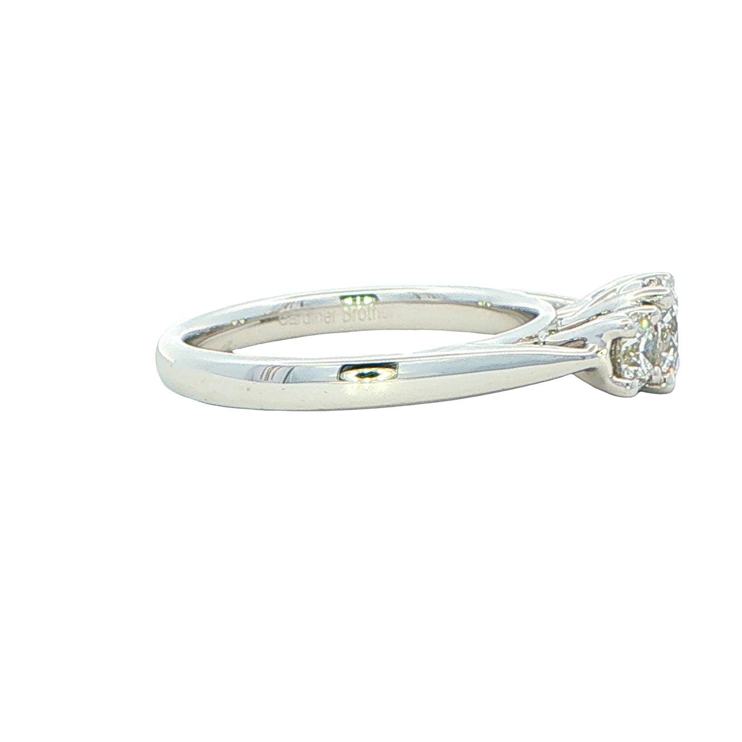 Platinum Round brilliant cut diamond 3 stone ring - 0.84cts Gardiner Brothers
