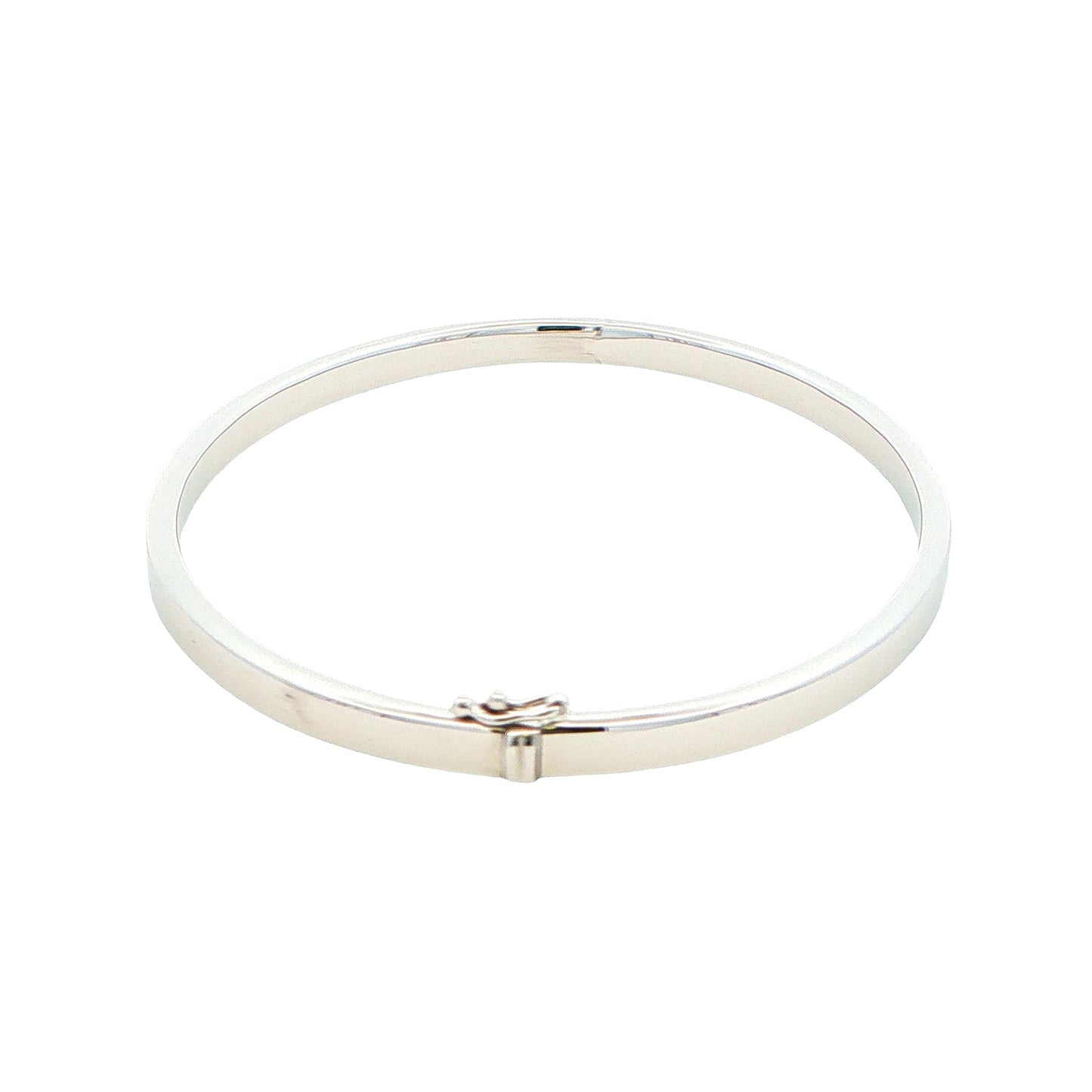 Silver 4mm Solid bangle in a flat profile with rounded edges Gardiner Brothers