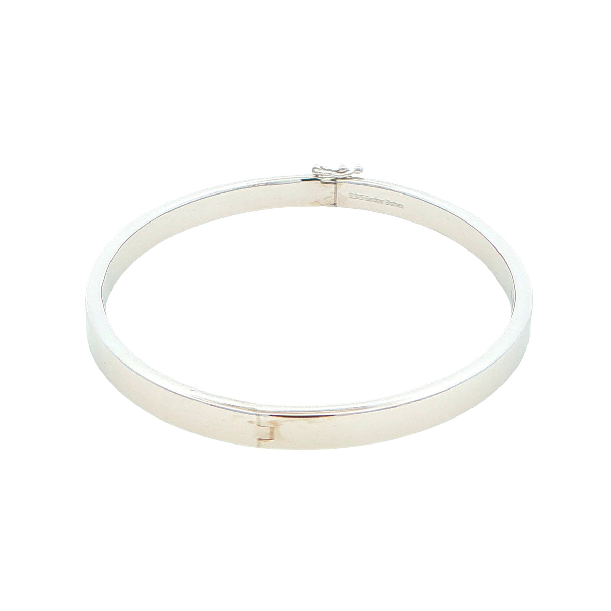 Silver 5mm Solid bangle in a flat profile with rounded edges Gardiner Brothers