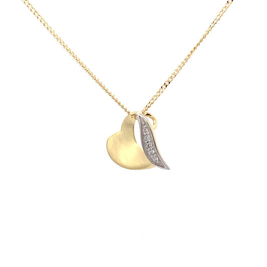 Yellow and White Gold Open Diamond Heart Shaped Pendant  Gardiner Brothers