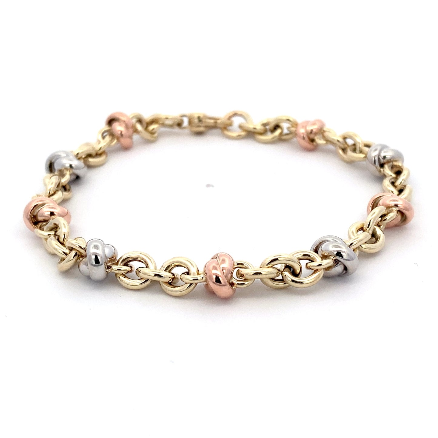 Yellow, Rose and White Gold Knot Style Bracelet Gardiner Brothers