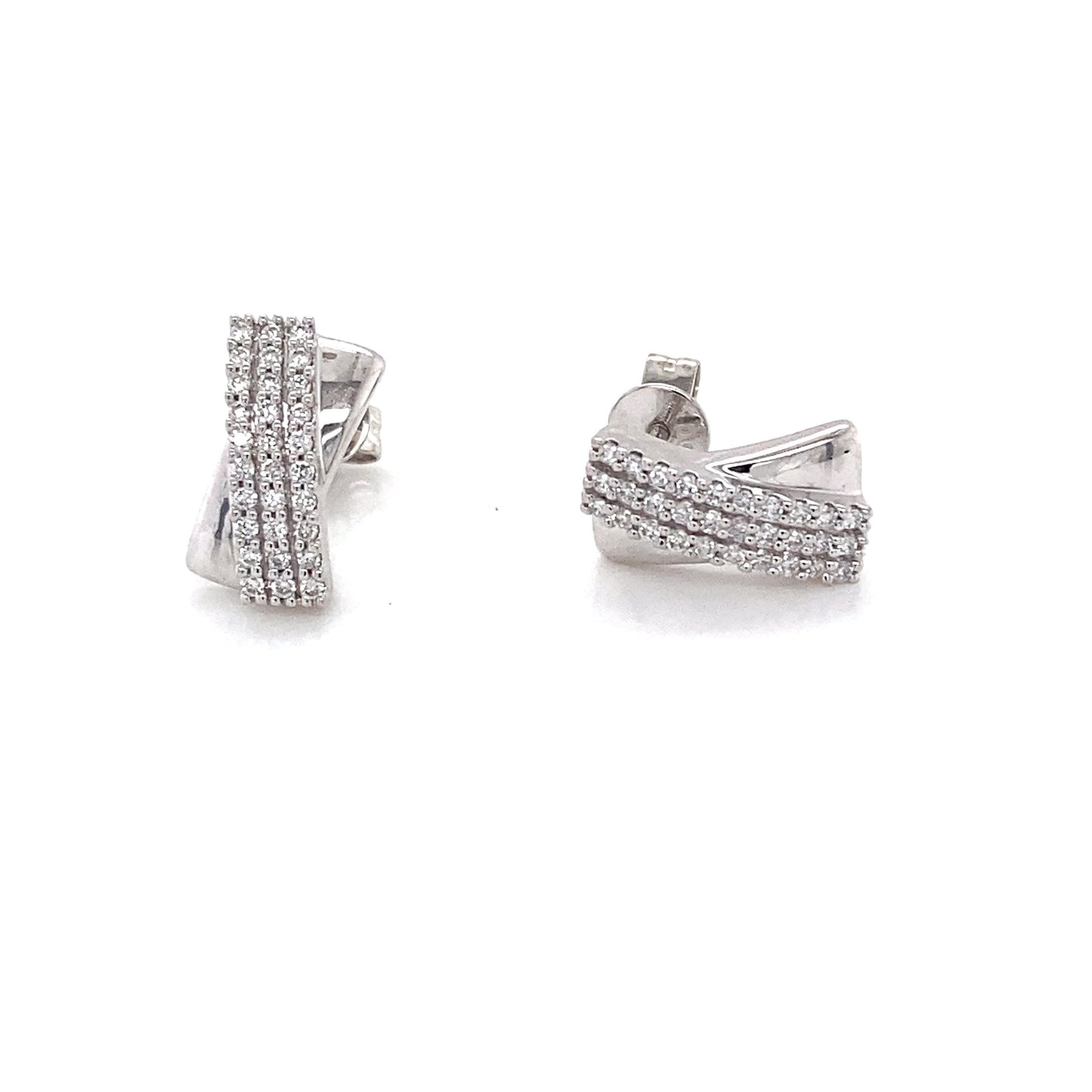 White Gold Diamond Cross Over Earrings Gardiner Brothers