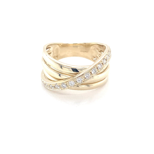Yellow Gold 4 Strand Diamond Dress Ring  Gardiner Brothers