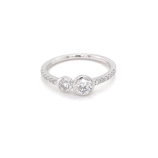 Round Brilliant Cut Diamond 2 Stone Ring with Diamond Set Shoulders  Gardiner Brothers