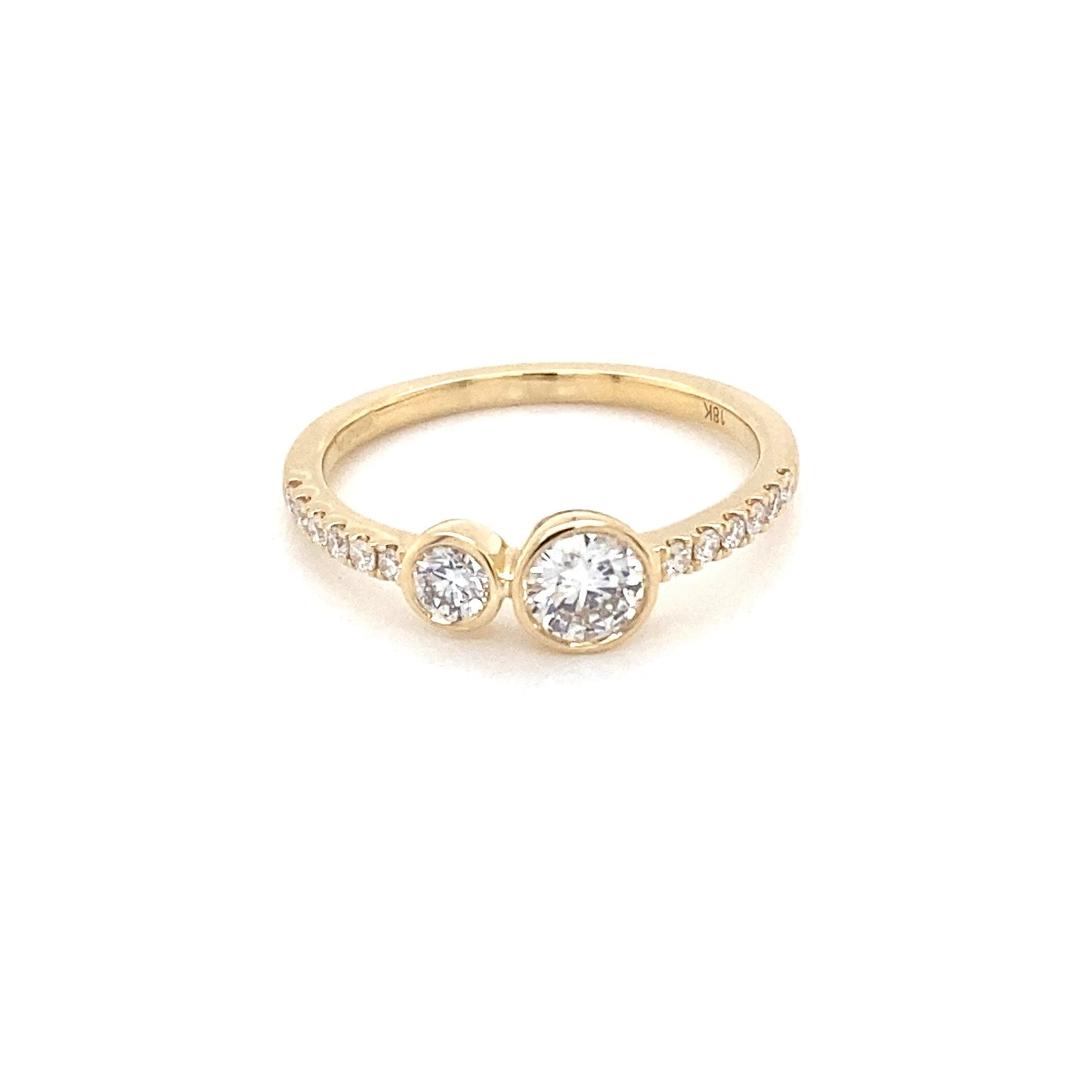 Round Brilliant Cut Diamond 2 Stone Ring with Diamond Set Shoulders Gardiner Brothers