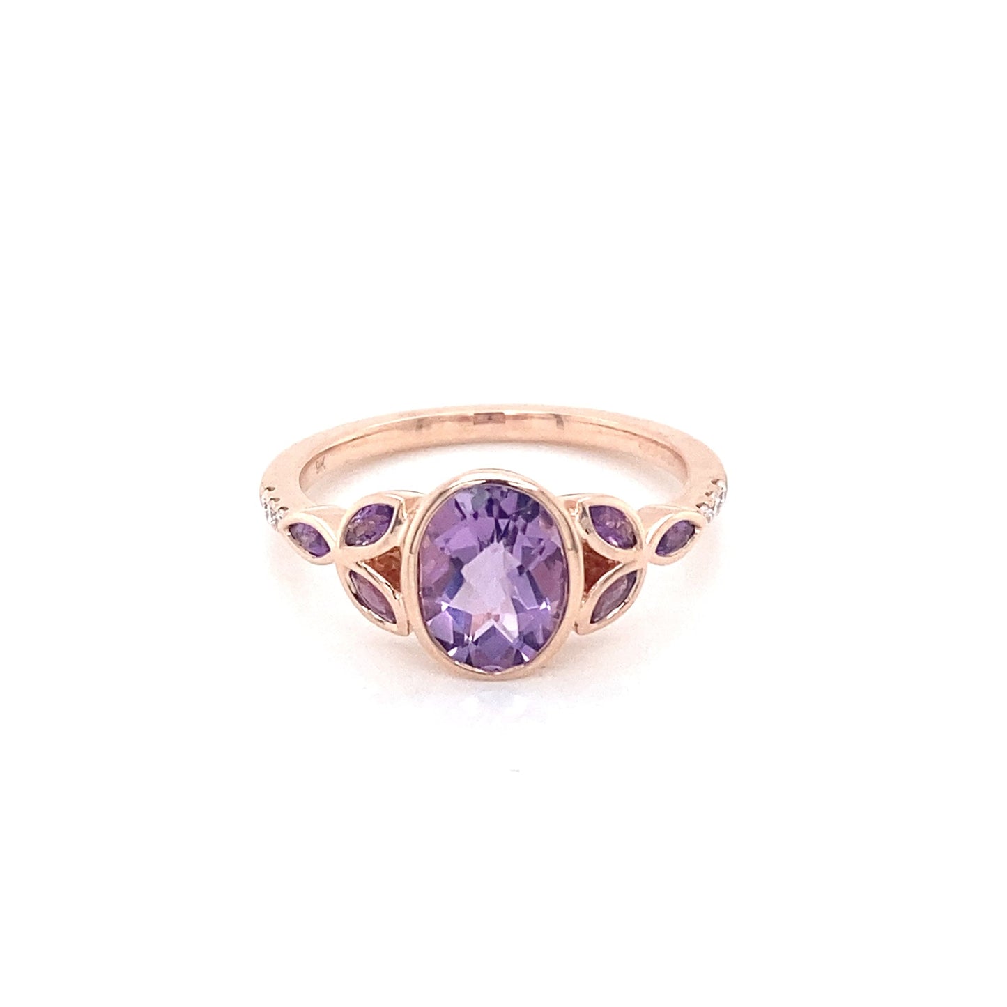 Amethyst Cluster and Diamond Vintage Style Dress Ring Gardiner Brothers