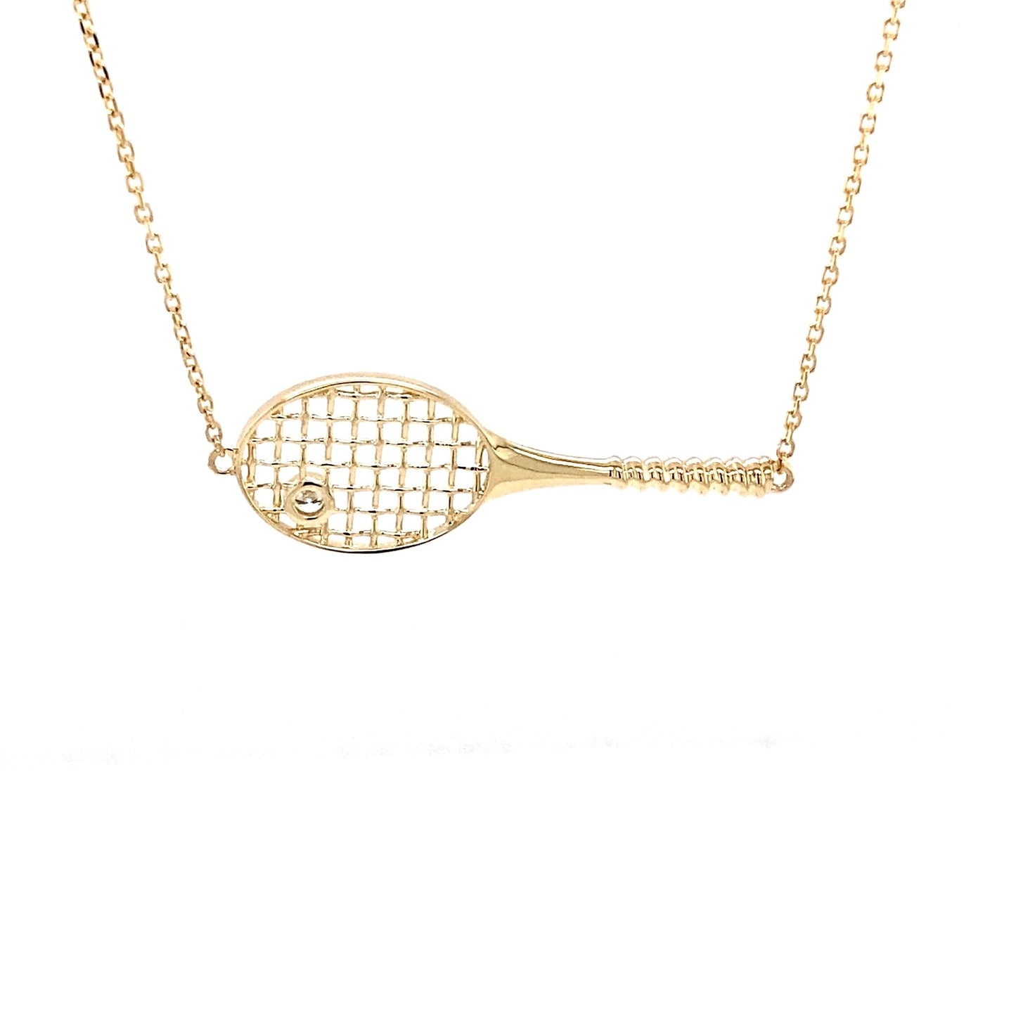 Yellow Gold Diamond Set Tennis Racket Necklet Gardiner Brothers