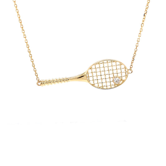 Yellow Gold Diamond Set Tennis Racket Necklet  Gardiner Brothers