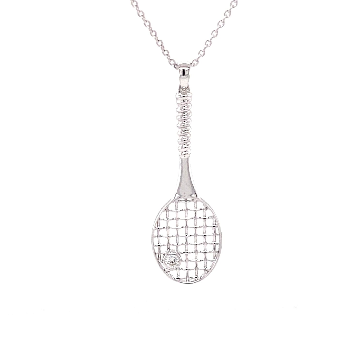 White Gold Diamond Set Tennis Racket Pendant Gardiner Brothers