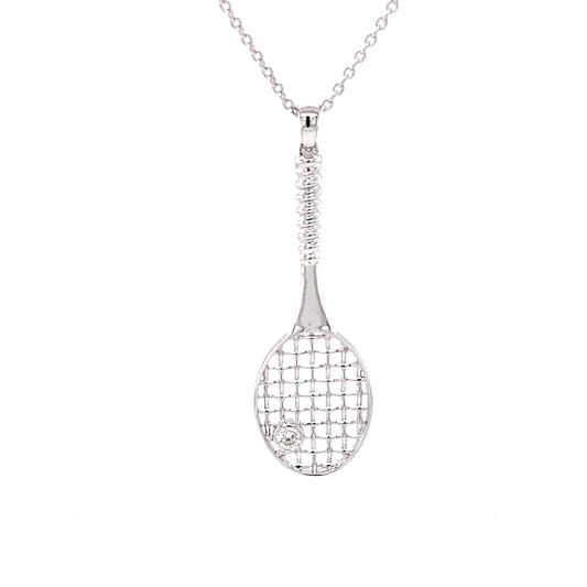 White Gold Diamond Set Tennis Racket Pendant  Gardiner Brothers