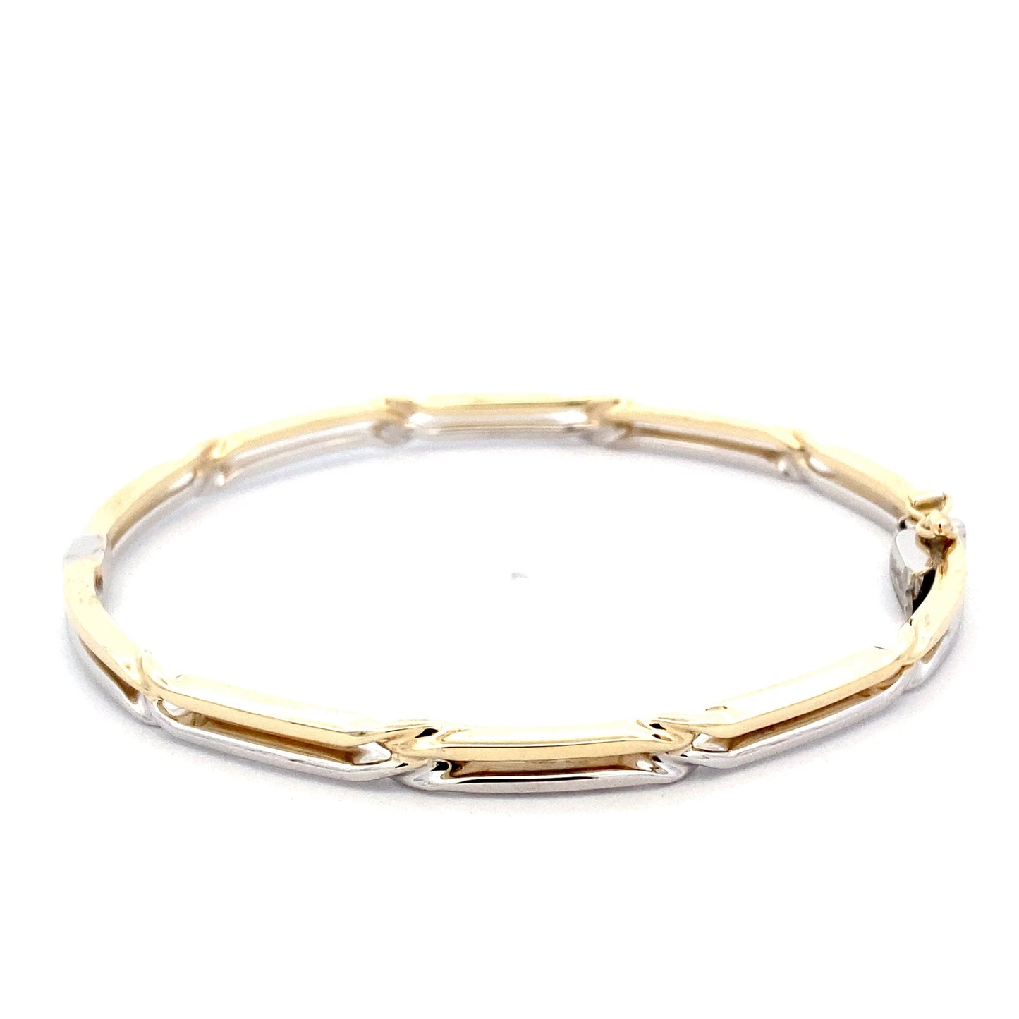Yellow and White Gold Hinge Bangle with Twists Gardiner Brothers