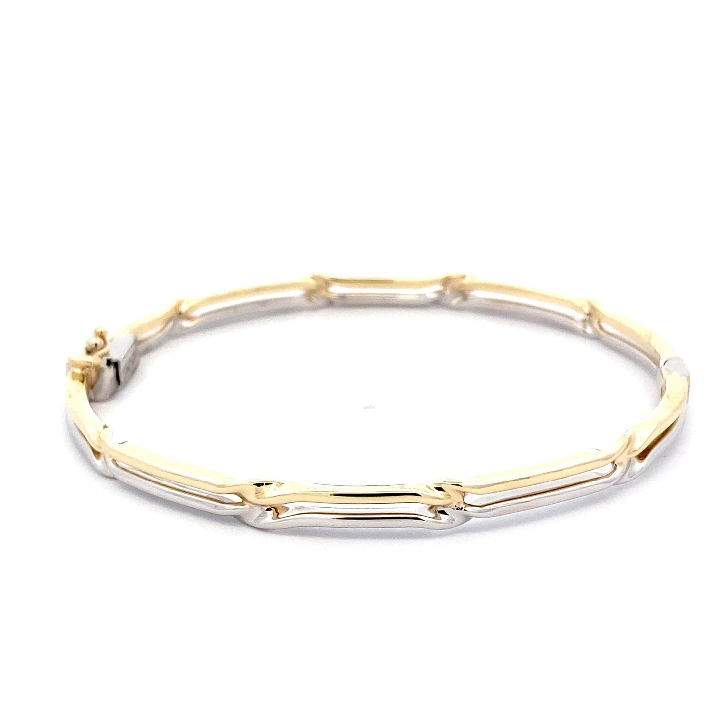 Yellow and White Gold Hinge Bangle with Twists Gardiner Brothers