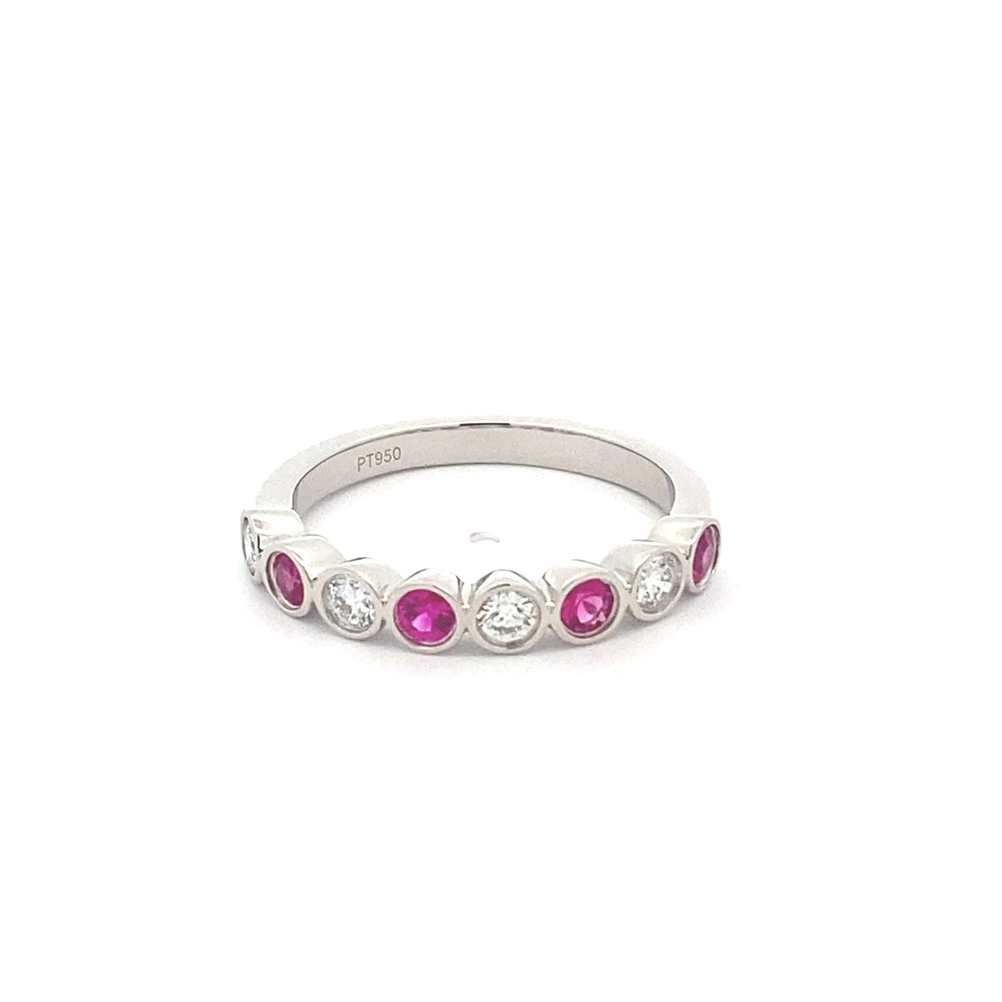 Pink Sapphire and Round Brilliant Cut Diamond Eternity Ring Gardiner Brothers