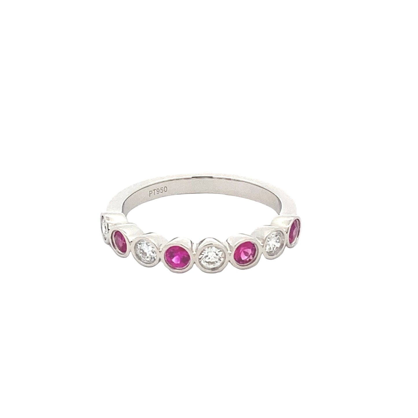 Pink Sapphire and Round Brilliant Cut Diamond Eternity Ring Gardiner Brothers
