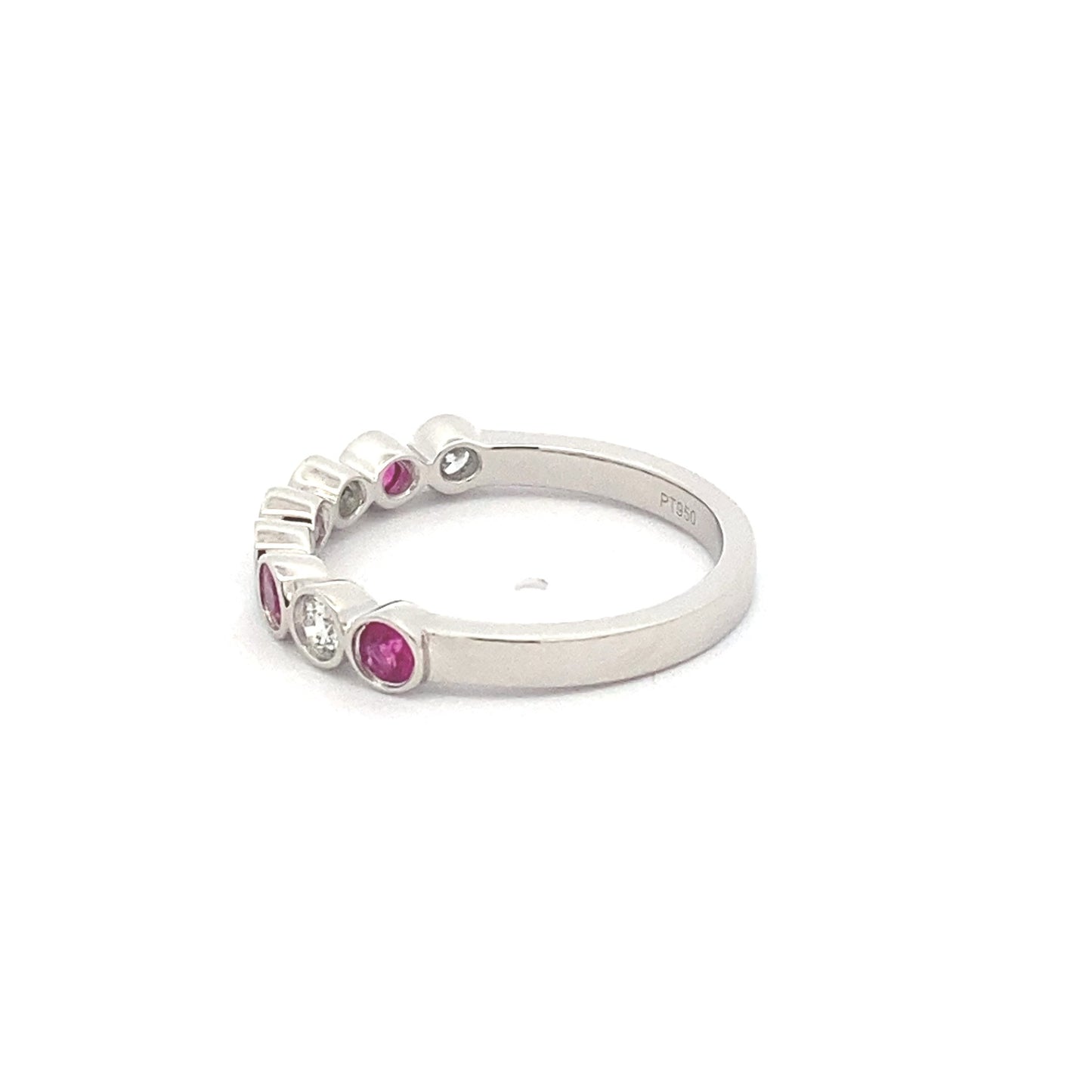 Pink Sapphire and Round Brilliant Cut Diamond Eternity Ring Gardiner Brothers