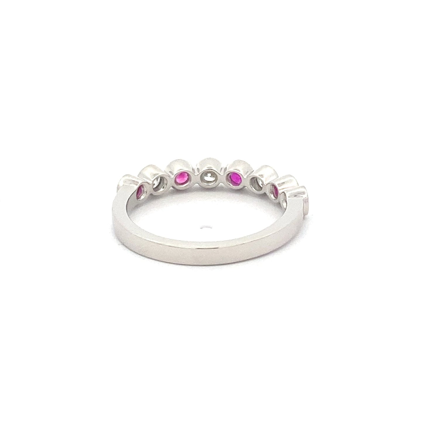 Pink Sapphire and Round Brilliant Cut Diamond Eternity Ring Gardiner Brothers