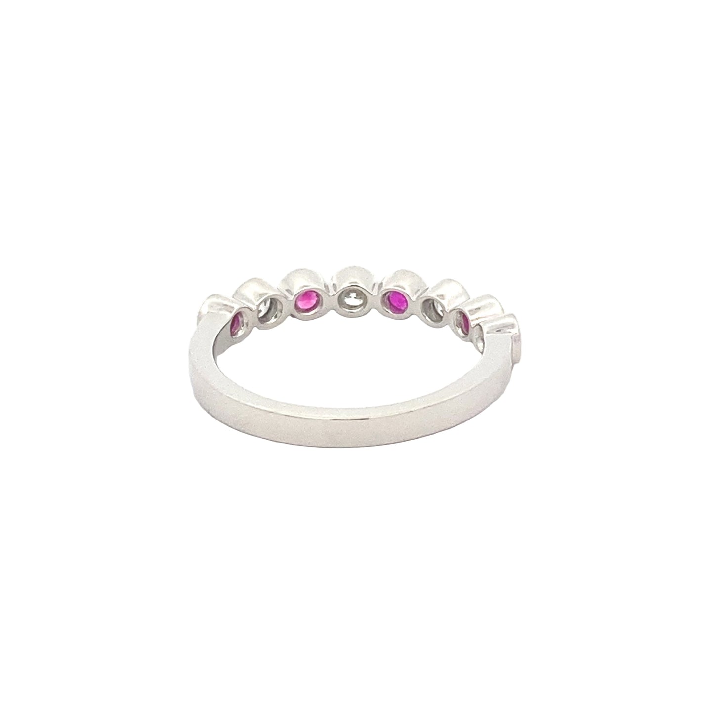 Pink Sapphire and Round Brilliant Cut Diamond Eternity Ring Gardiner Brothers