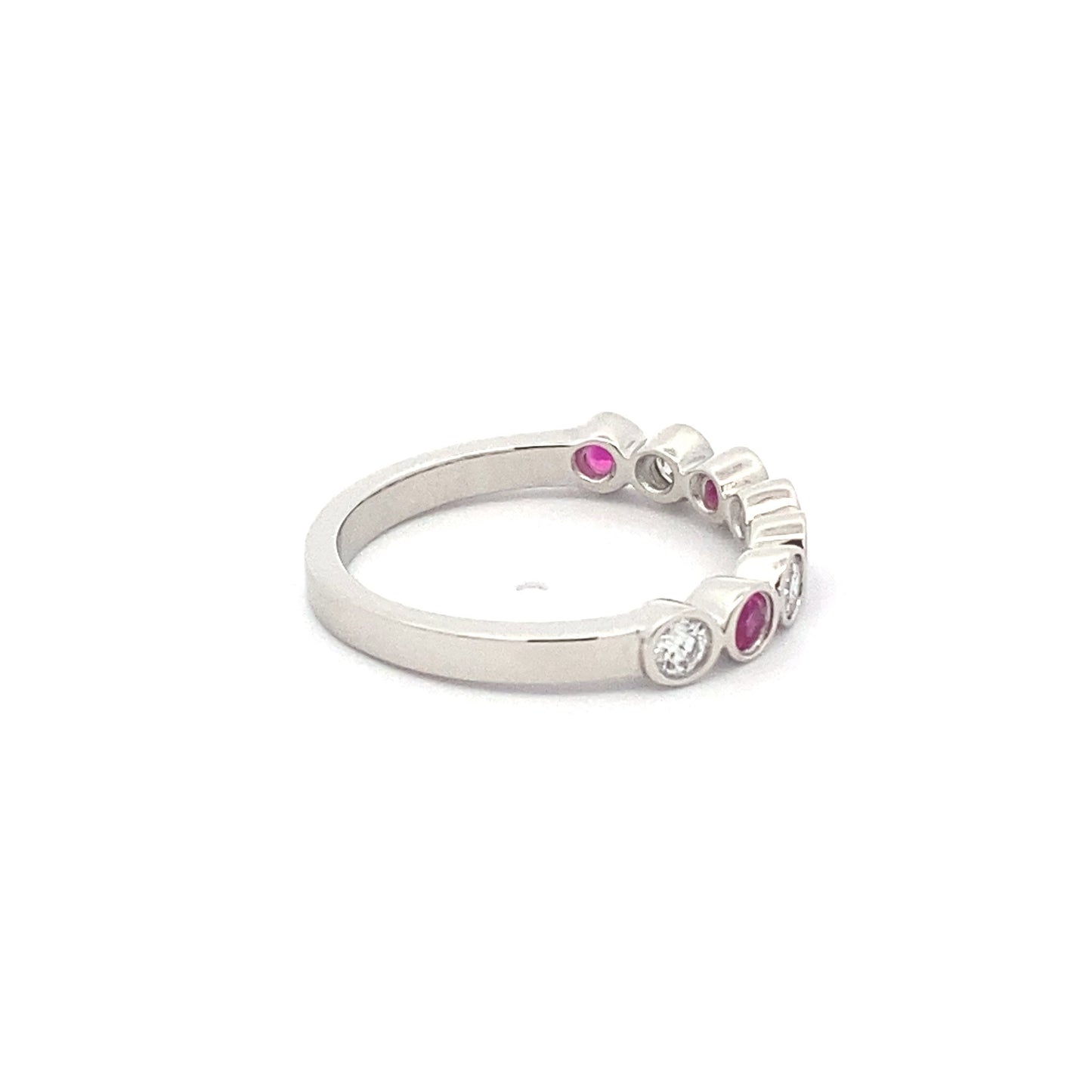 Pink Sapphire and Round Brilliant Cut Diamond Eternity Ring Gardiner Brothers