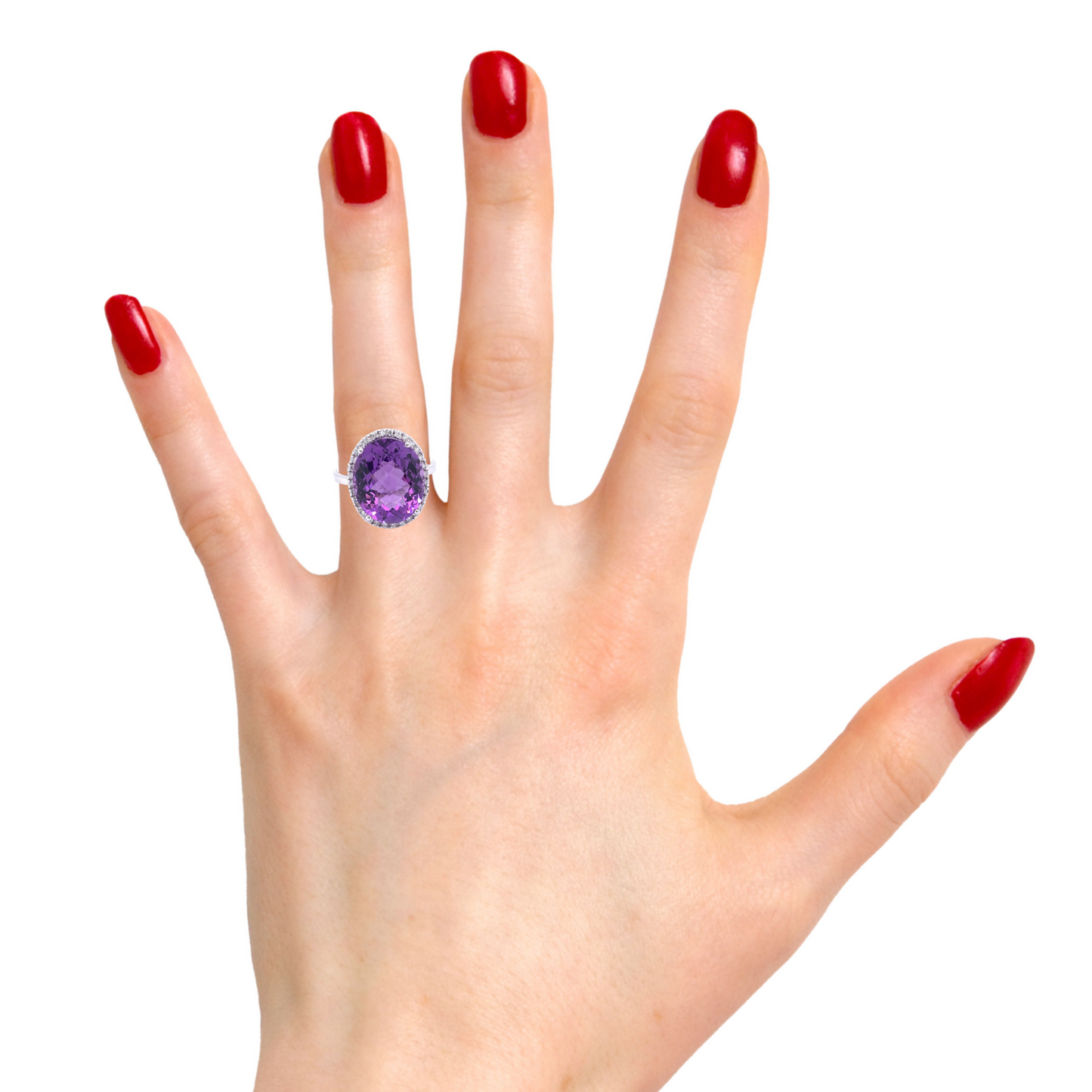 Amethyst and Diamond Halo Style Ring Gardiner Brothers