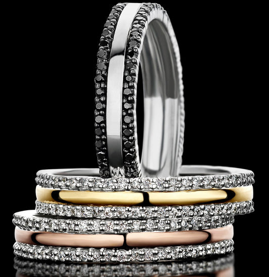 BelleChique Double Row Diamond Set Stacking Ring  Gardiner Brothers