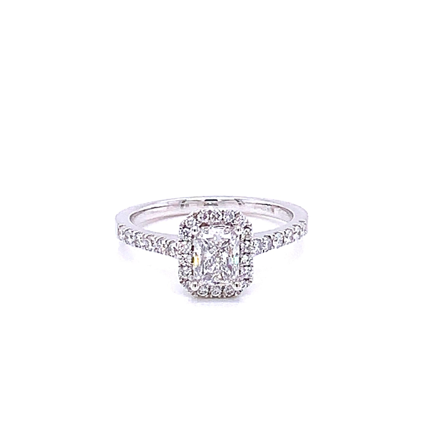 Radiant Cut Diamond Halo Ring - 0.86cts Gardiner Brothers