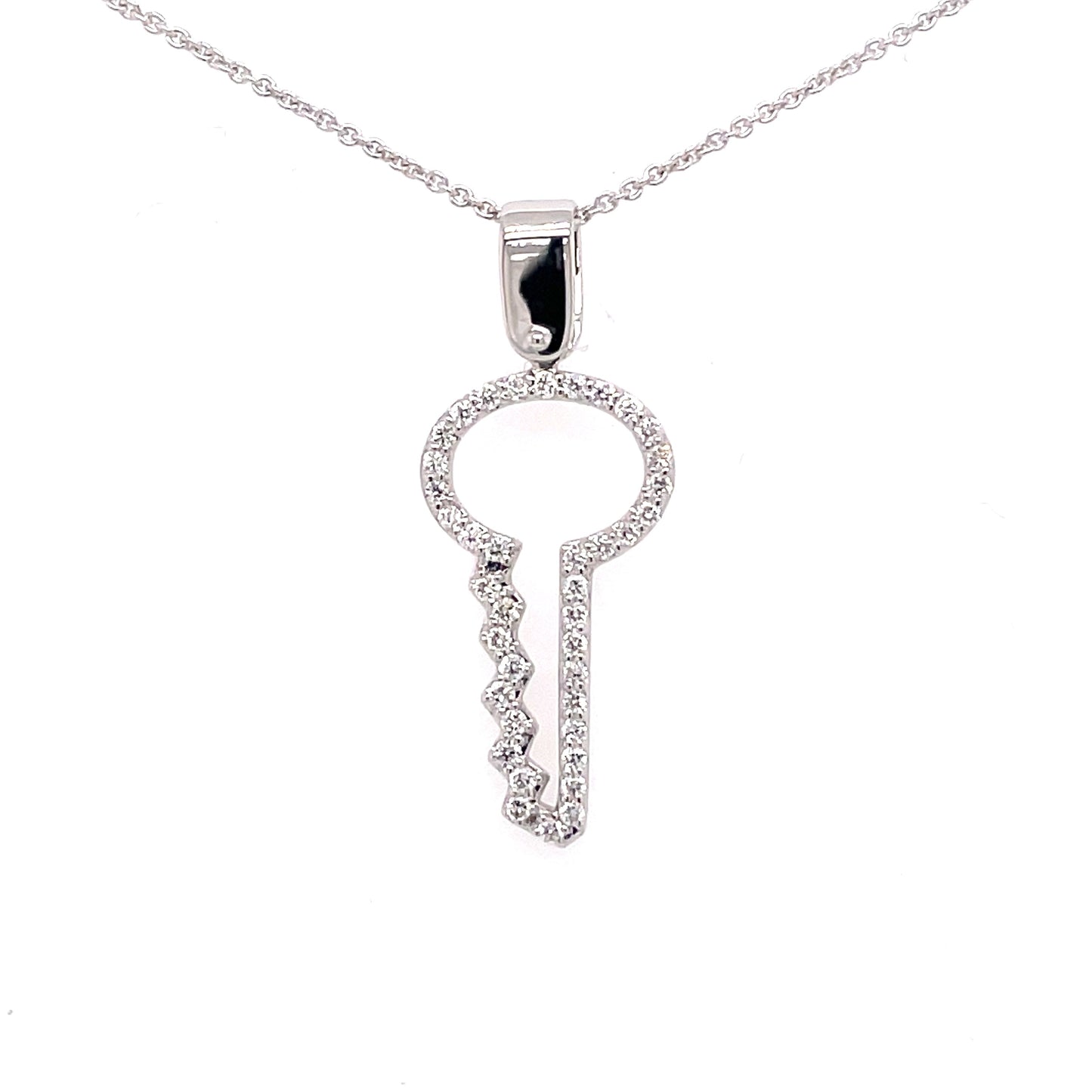 White Gold Diamond Set Key Pendant Gardiner Brothers