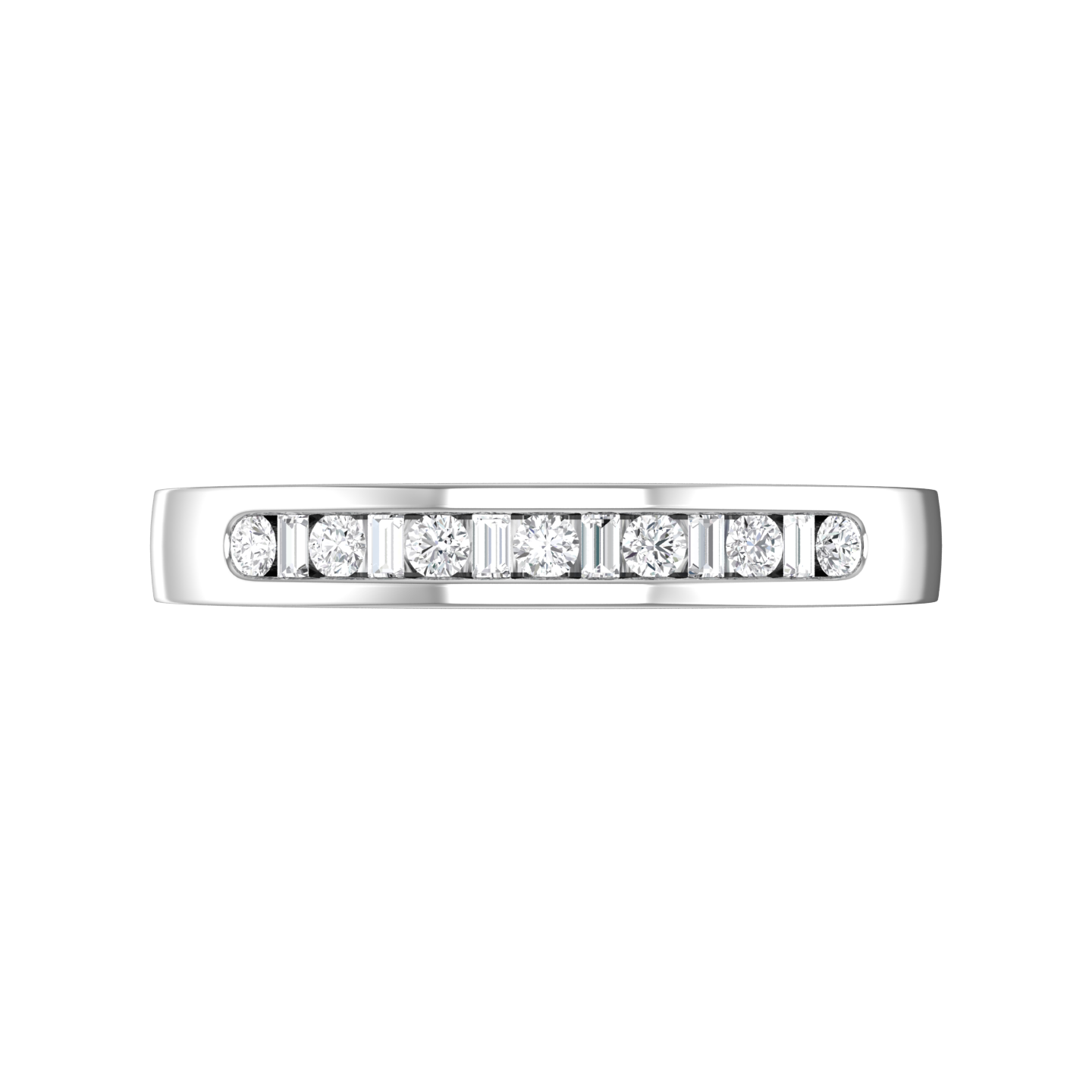Round Brilliant and Baguette Cut Diamond Set Wedding Band  Gardiner Brothers